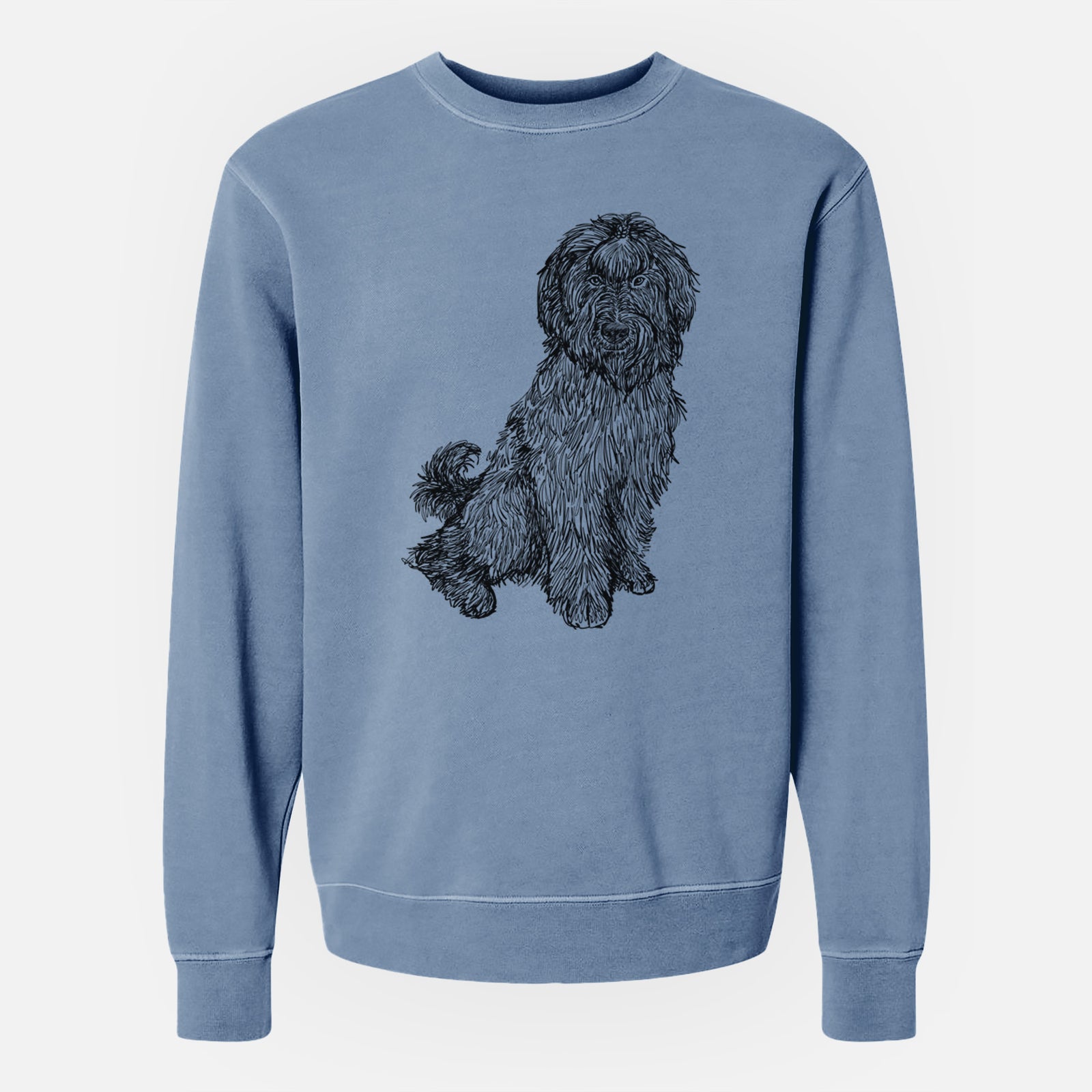 Doodled Luna the Briard - Unisex Pigment Dyed Crew Sweatshirt