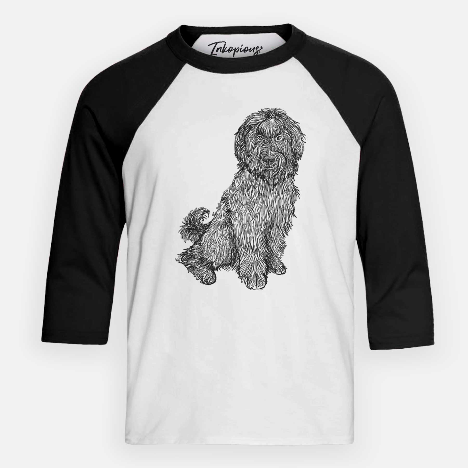 Doodled Luna the Briard - Youth 3/4 Long Sleeve