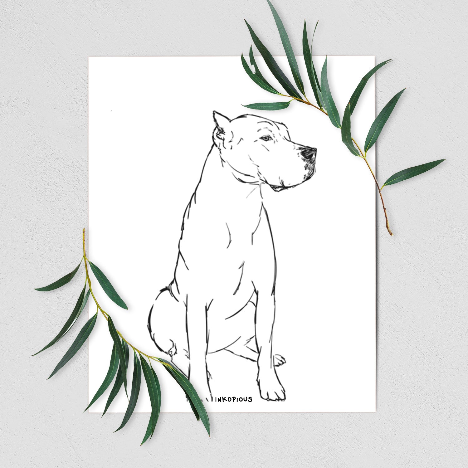 Doodled Luna the Dogo Argentino Art Print