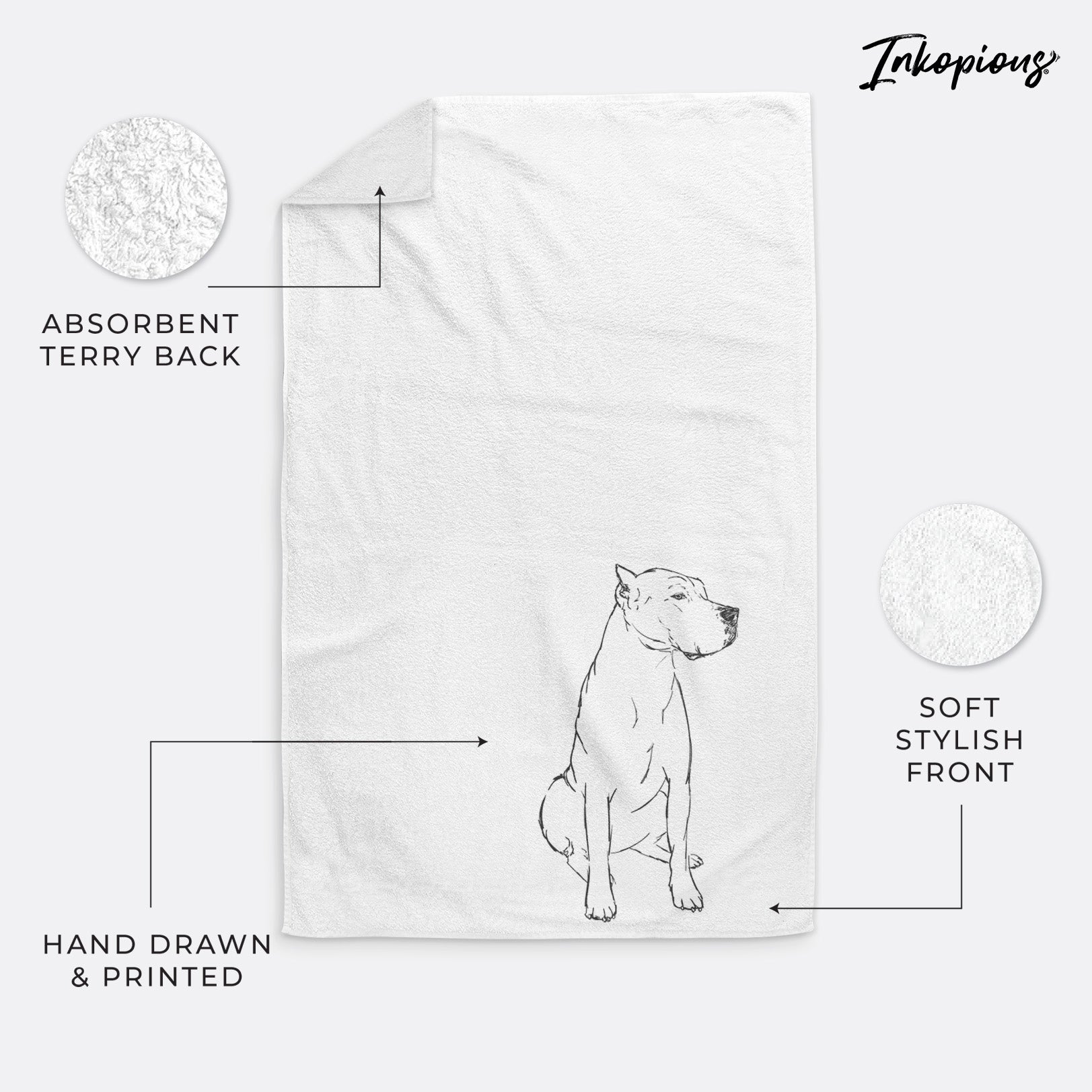 Doodled Luna the Dogo Argentino Decorative Hand Towel