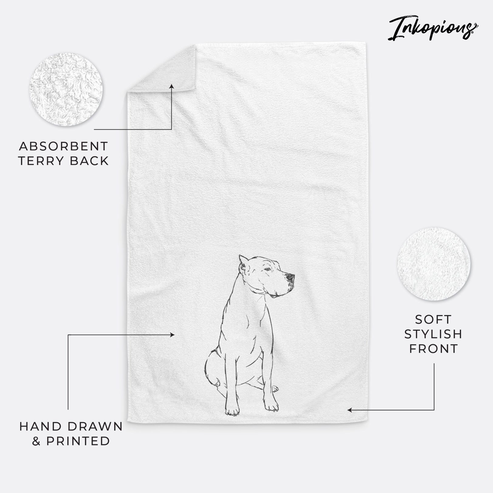 Doodled Luna the Dogo Argentino Decorative Hand Towel