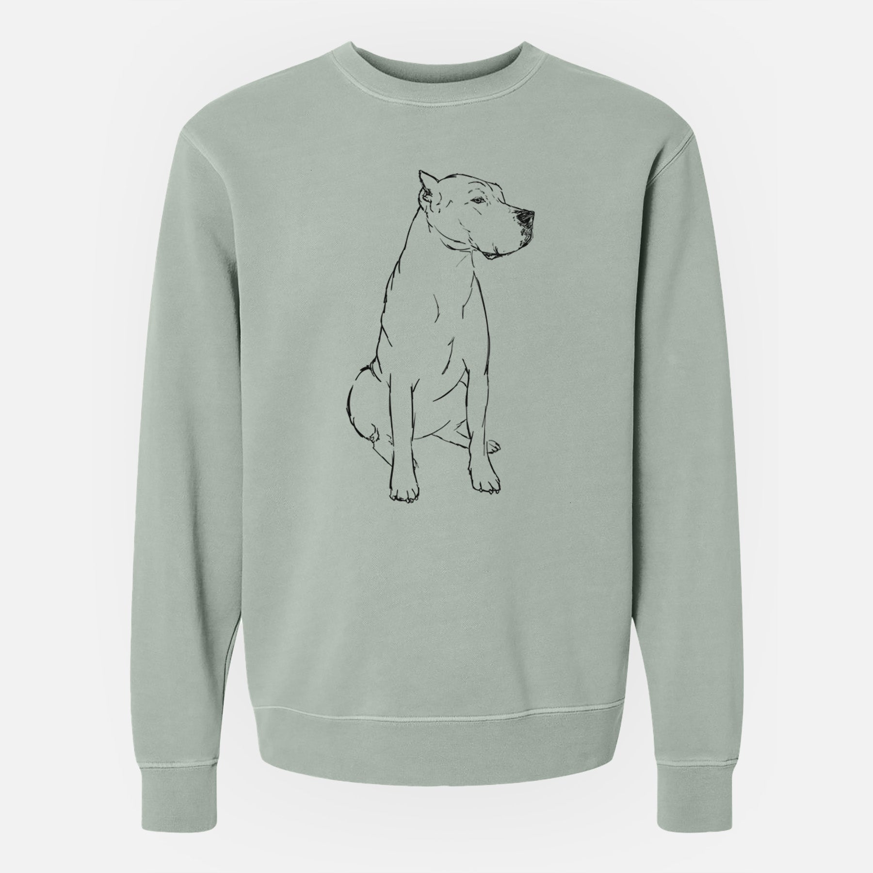 Doodled Luna the Dogo Argentino - Unisex Pigment Dyed Crew Sweatshirt