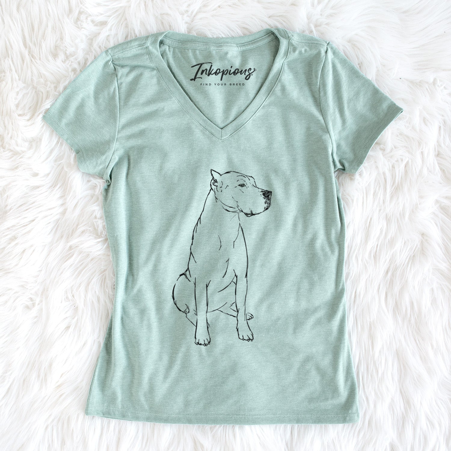 Doodled Luna the Dogo Argentino - Women's Perfect V-neck Shirt