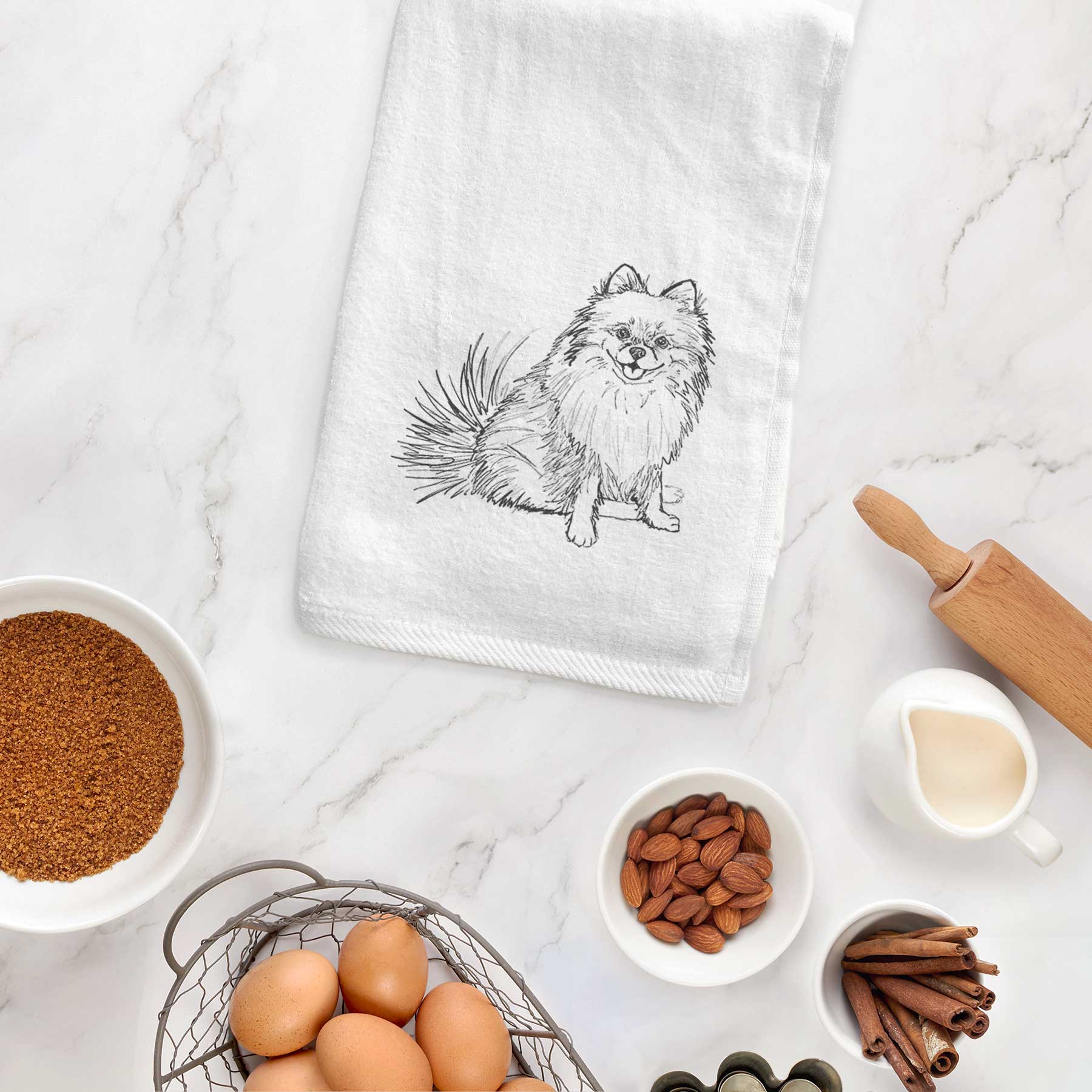 Doodled Madeira the Pomeranian Decorative Hand Towel