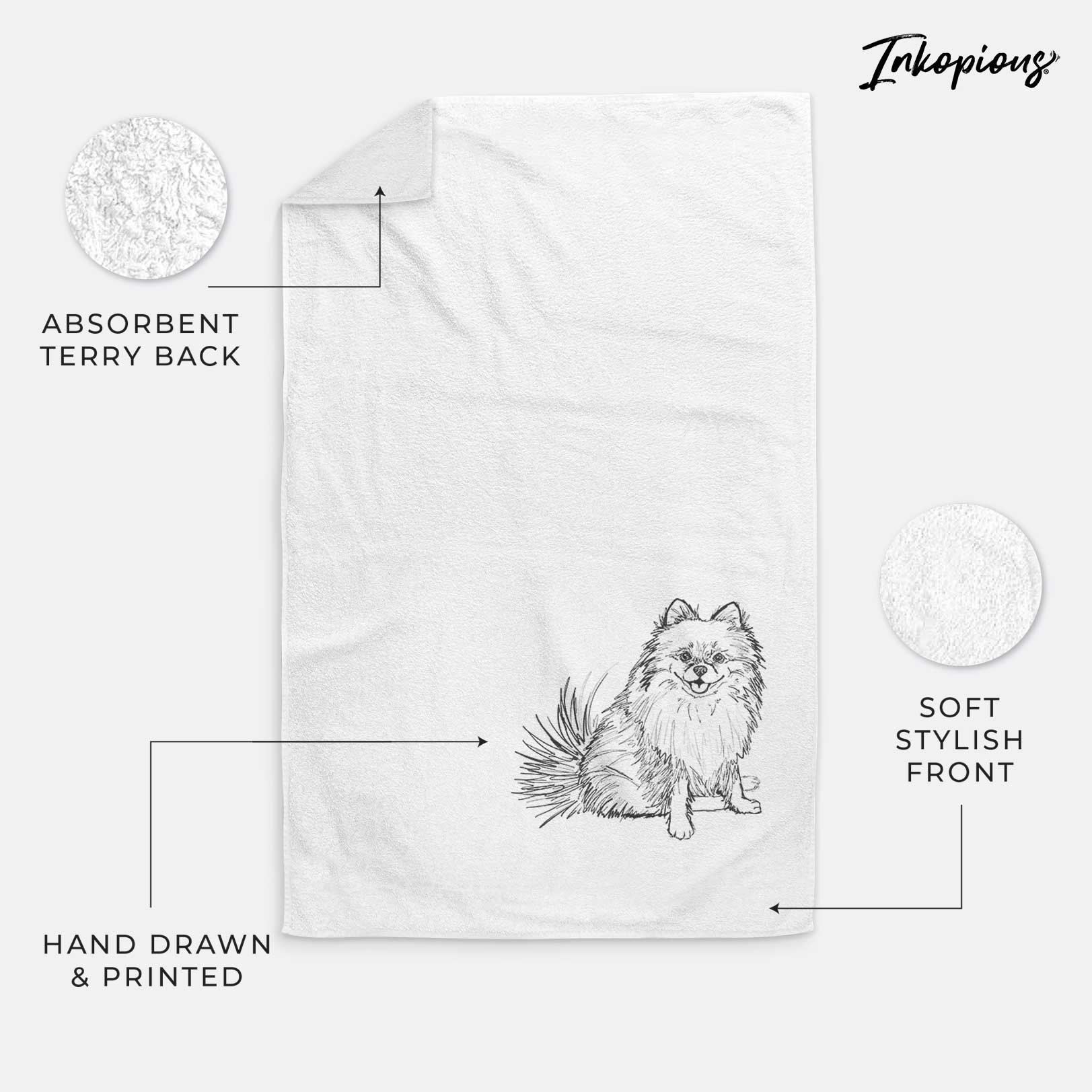 Doodled Madeira the Pomeranian Decorative Hand Towel