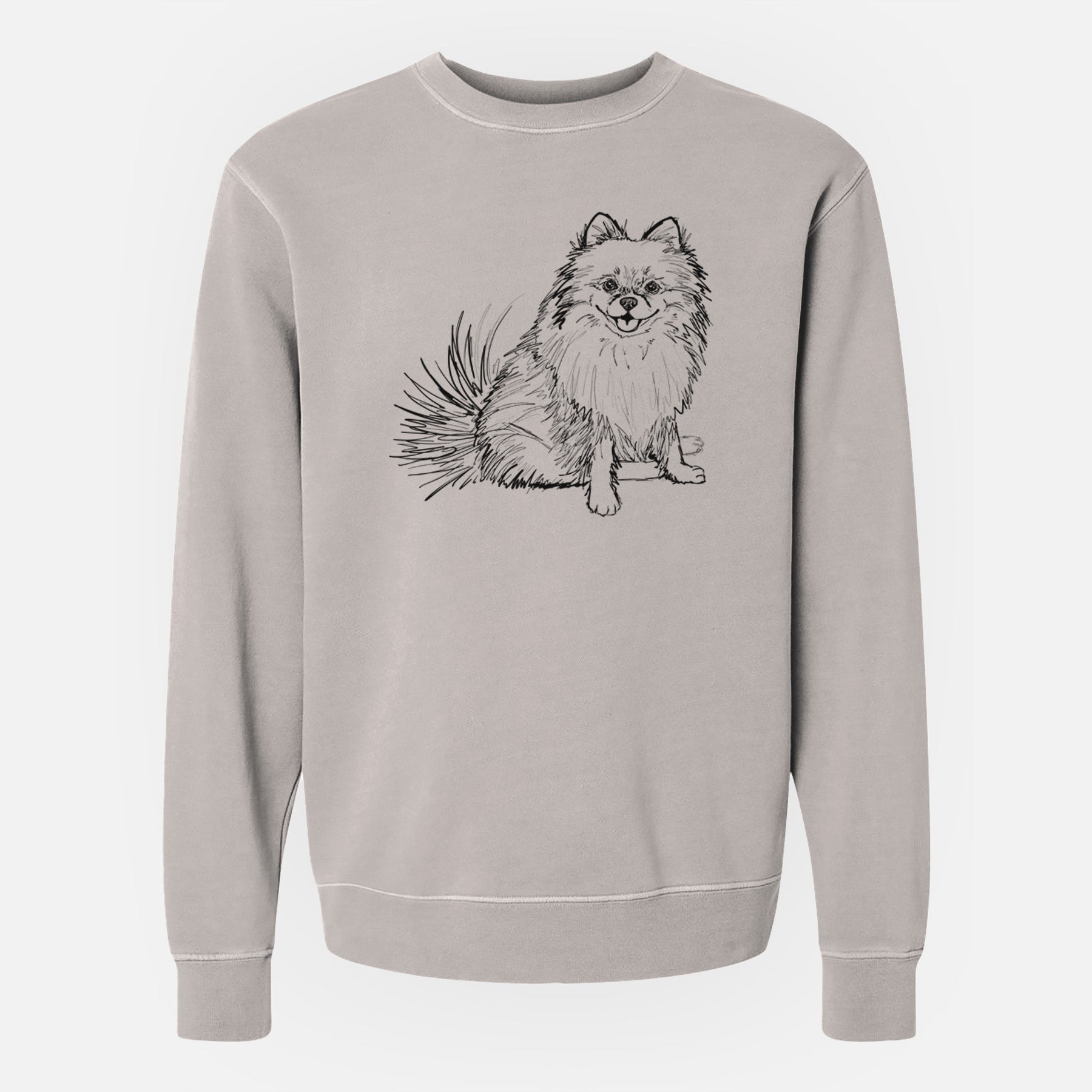 Doodled Madeira the Pomeranian - Unisex Pigment Dyed Crew Sweatshirt