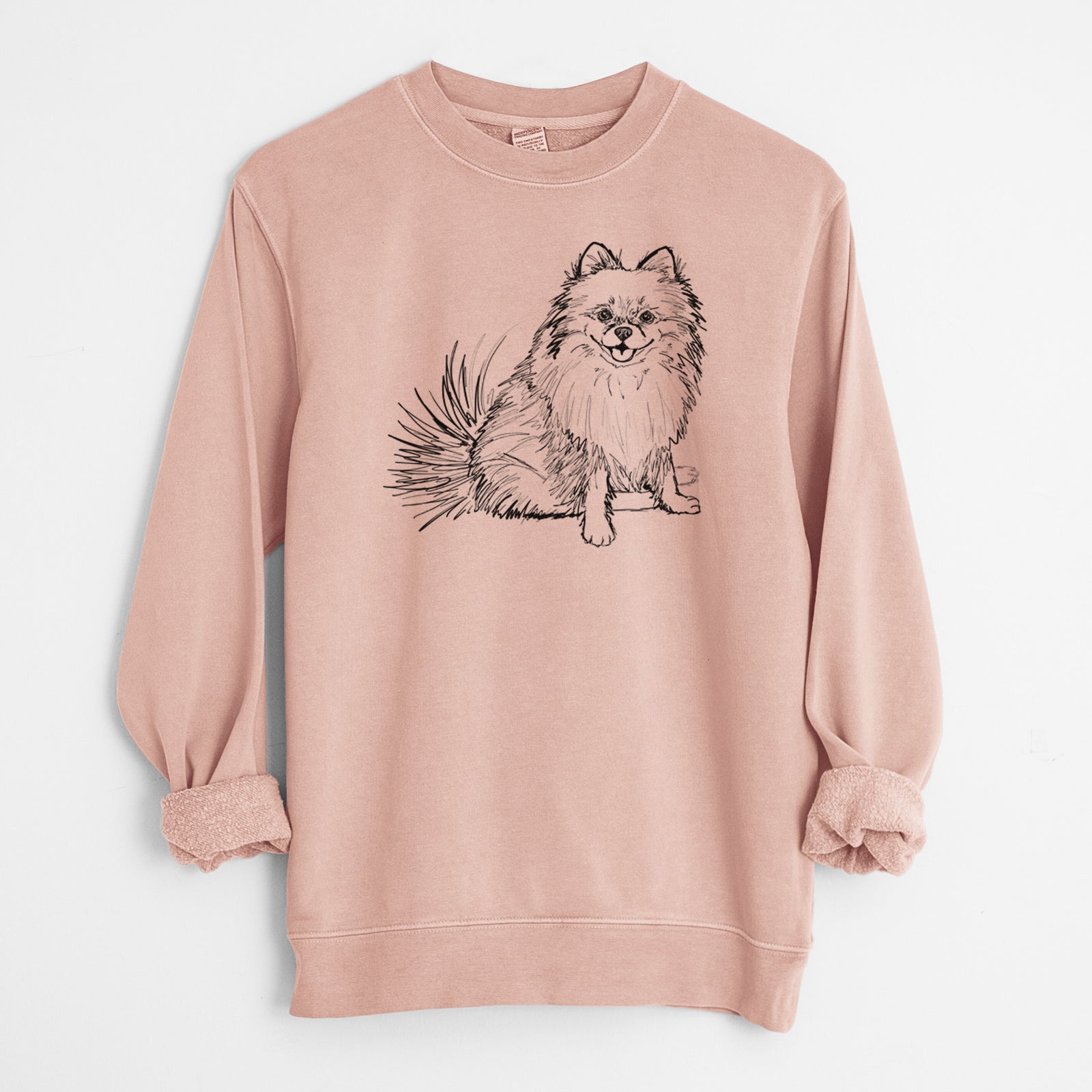 Doodled Madeira the Pomeranian - Unisex Pigment Dyed Crew Sweatshirt