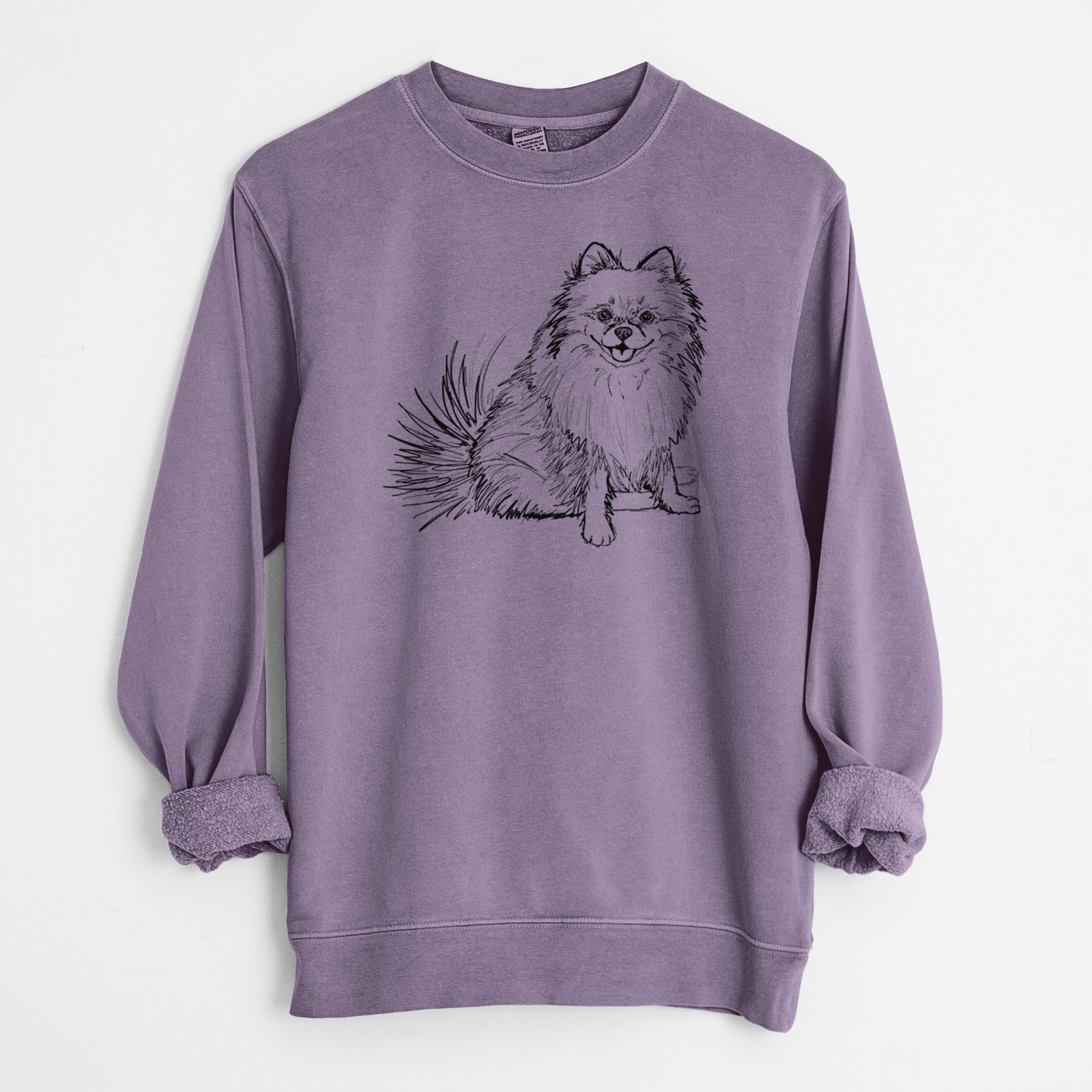 Doodled Madeira the Pomeranian - Unisex Pigment Dyed Crew Sweatshirt