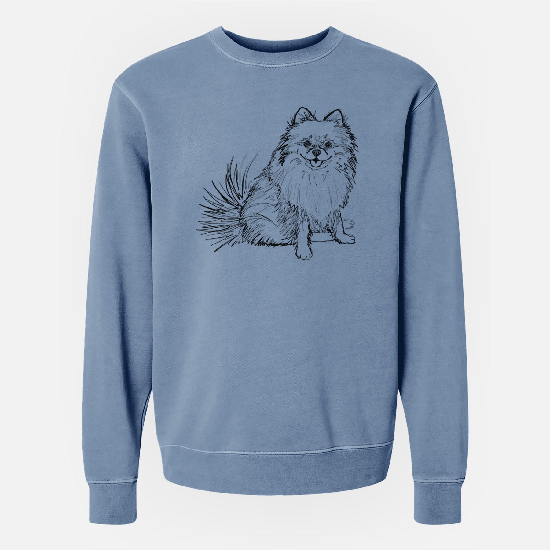 Doodled Madeira the Pomeranian - Unisex Pigment Dyed Crew Sweatshirt