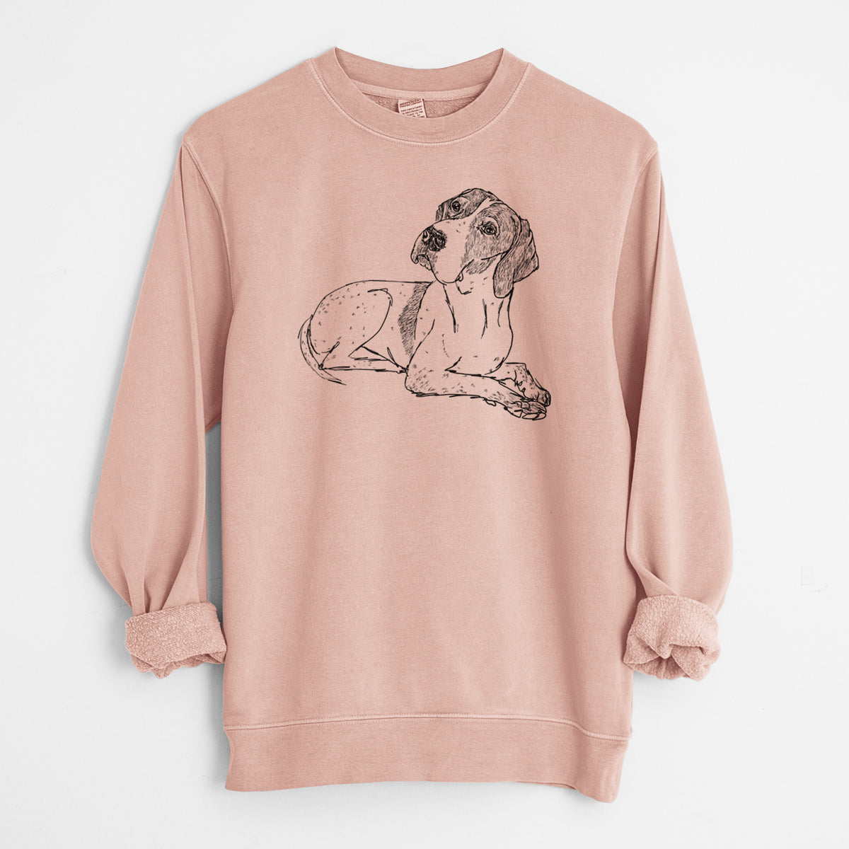 Doodled Madeline the English Pointer - Unisex Pigment Dyed Crew Sweatshirt