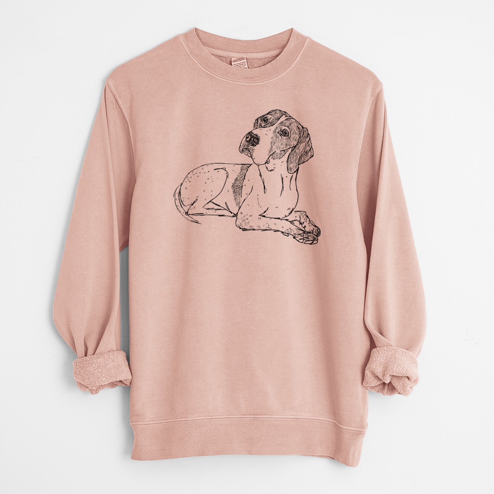 Doodled Madeline the English Pointer - Unisex Pigment Dyed Crew Sweatshirt