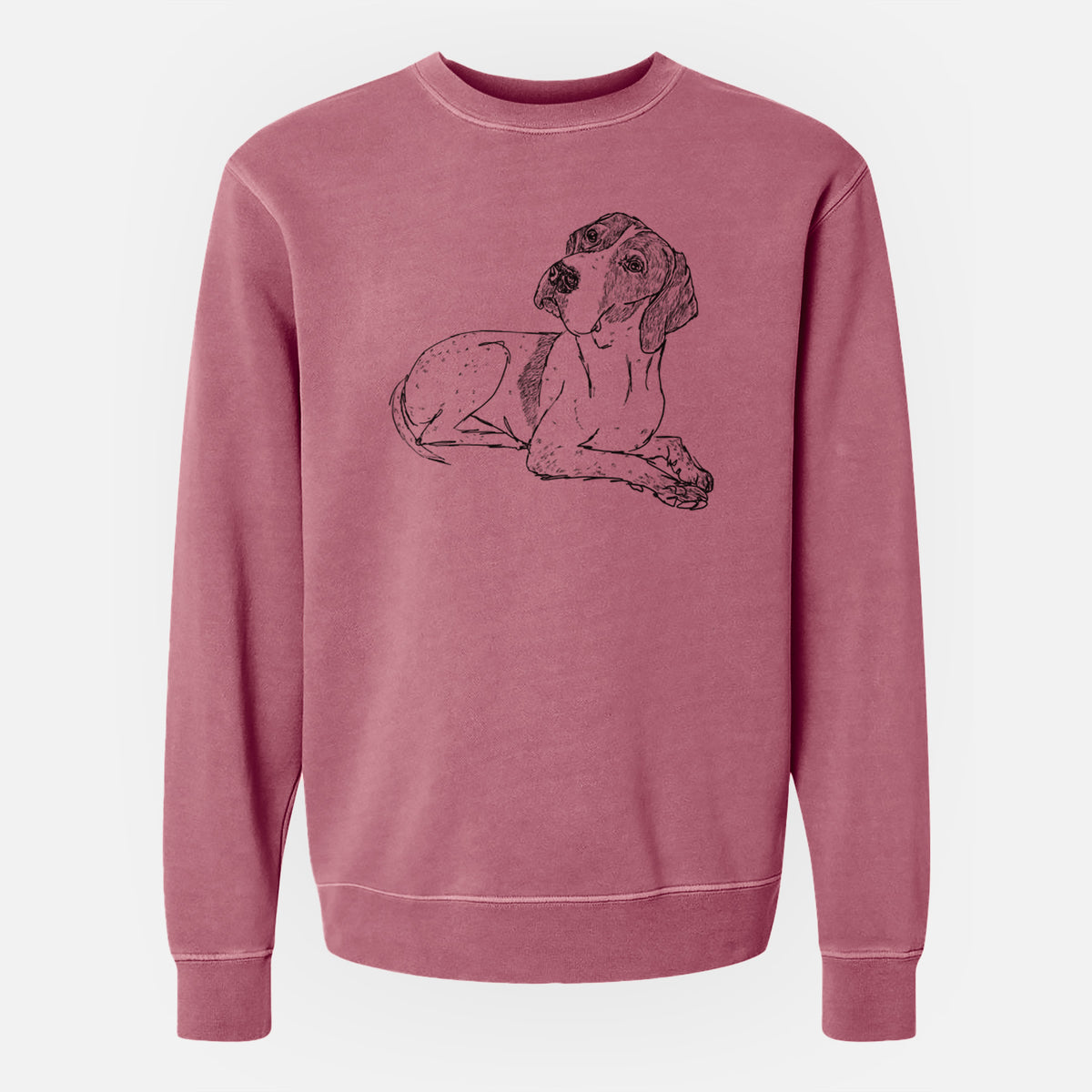 Doodled Madeline the English Pointer - Unisex Pigment Dyed Crew Sweatshirt