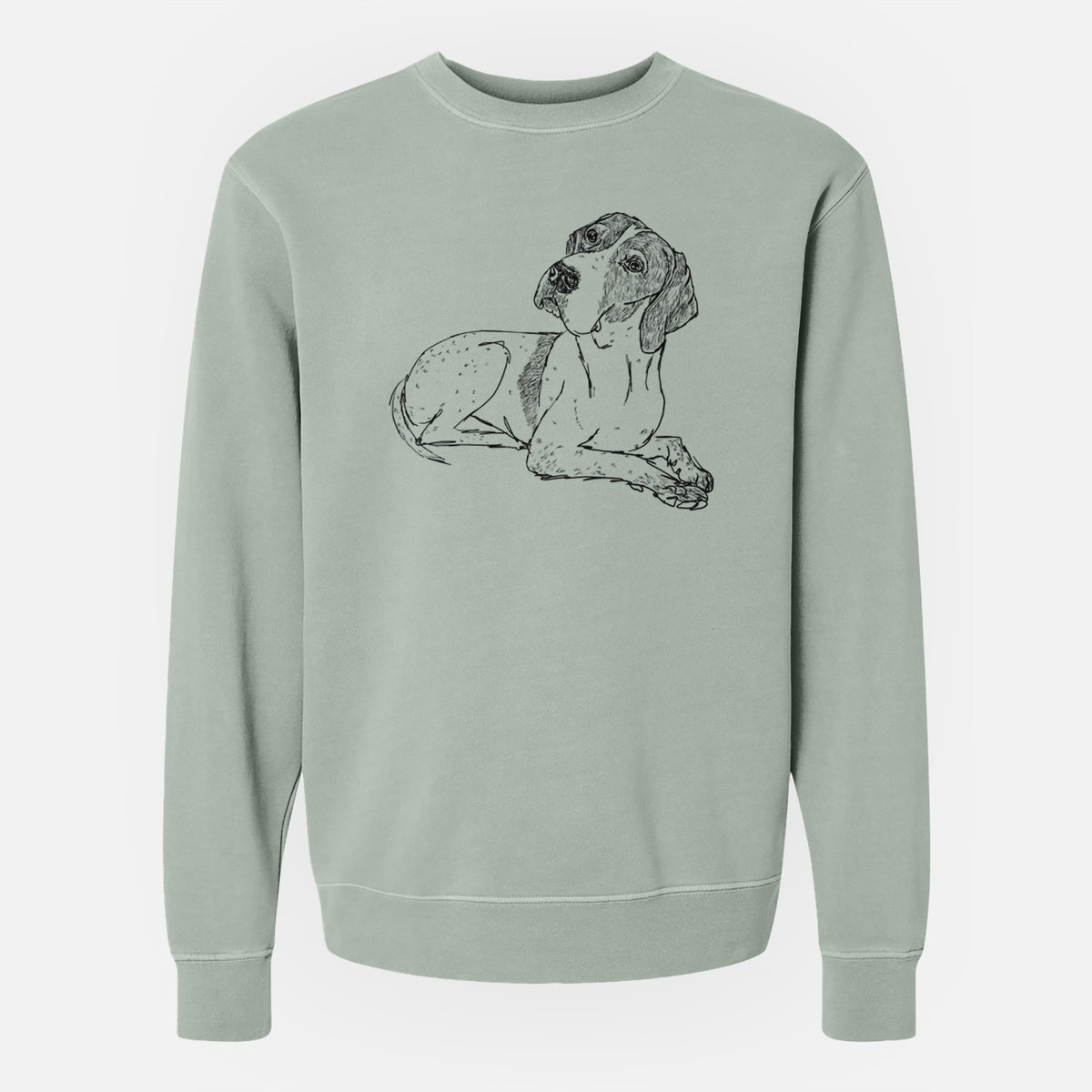Doodled Madeline the English Pointer - Unisex Pigment Dyed Crew Sweatshirt