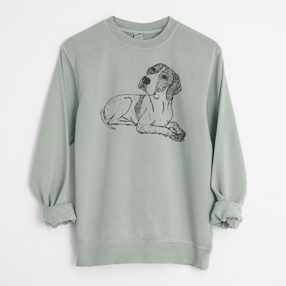 Doodled Madeline the English Pointer - Unisex Pigment Dyed Crew Sweatshirt