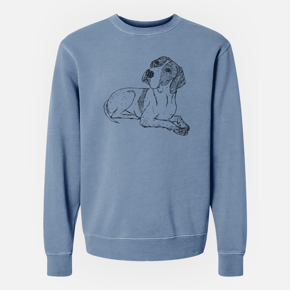 Doodled Madeline the English Pointer - Unisex Pigment Dyed Crew Sweatshirt