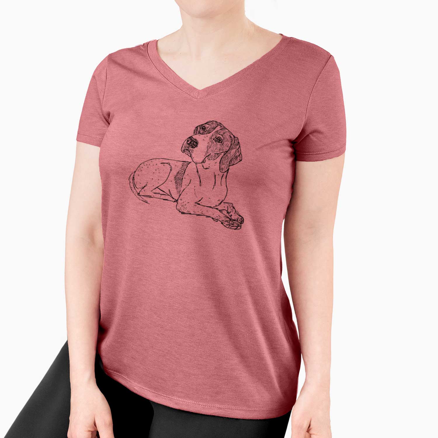 Doodled Madeline the English Pointer - Women's V-neck Shirt