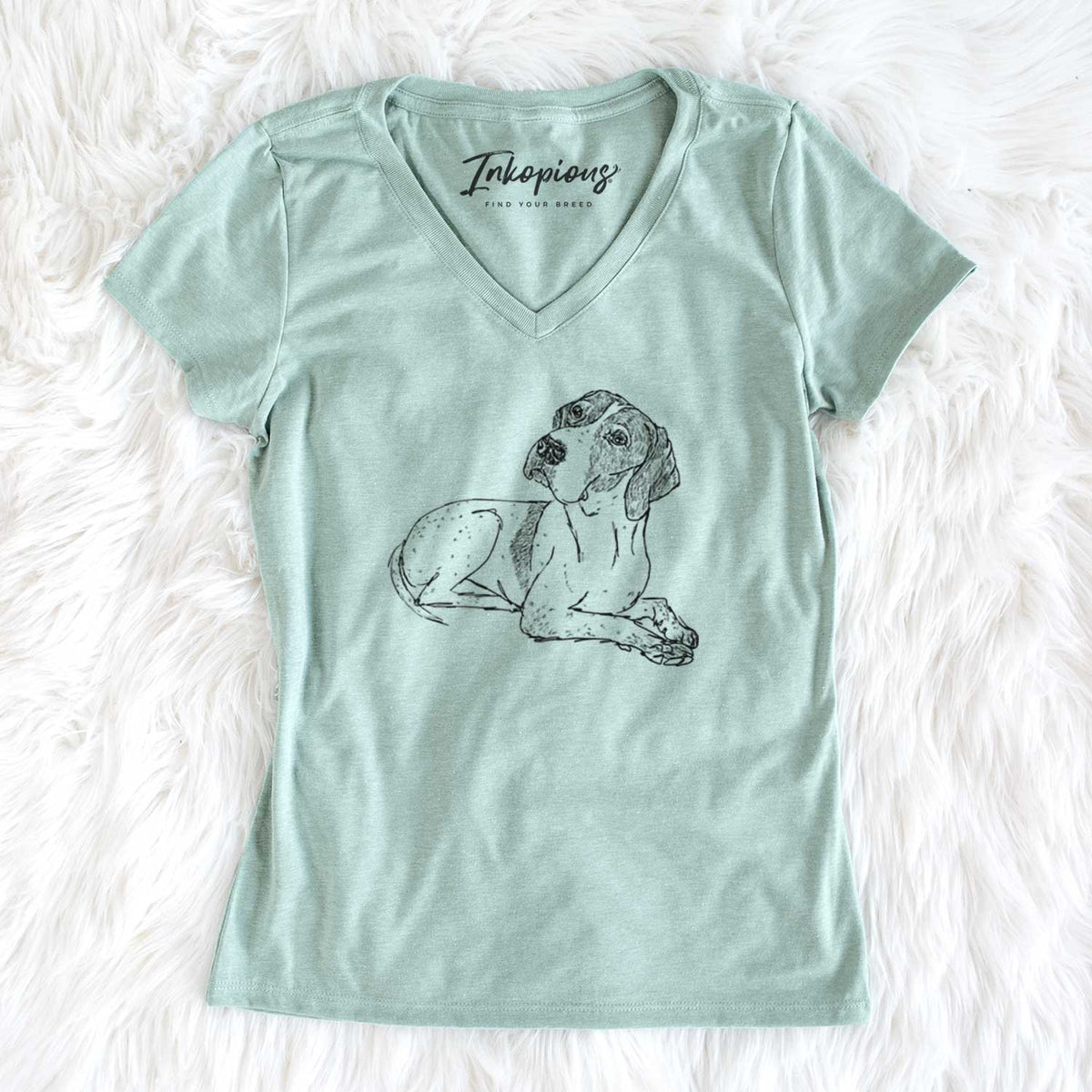 Doodled Madeline the English Pointer - Women&#39;s V-neck Shirt