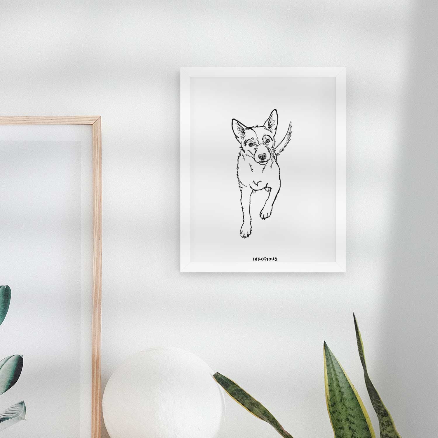 Doodled Maevis the Terrier Mix Art Print