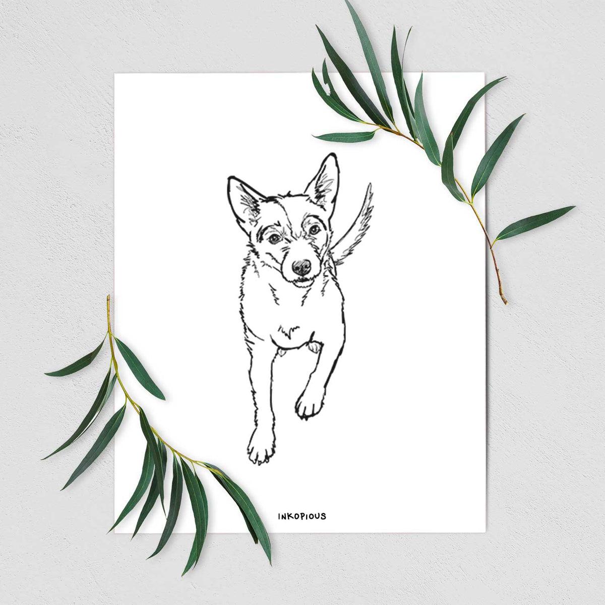Doodled Maevis the Terrier Mix Art Print