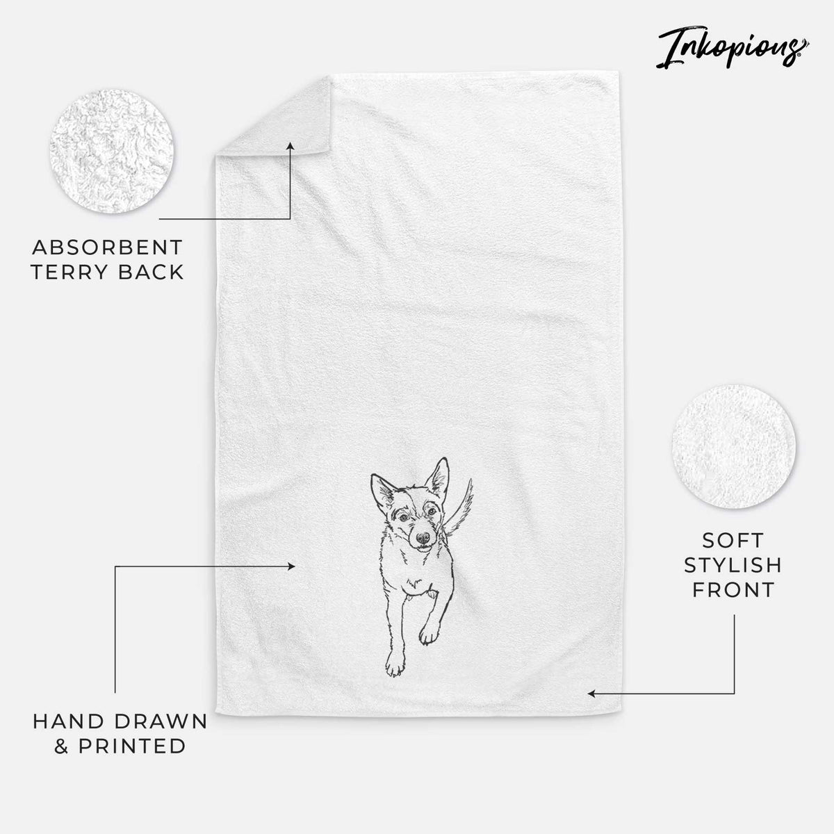 Doodled Maevis the Terrier Mix Decorative Hand Towel