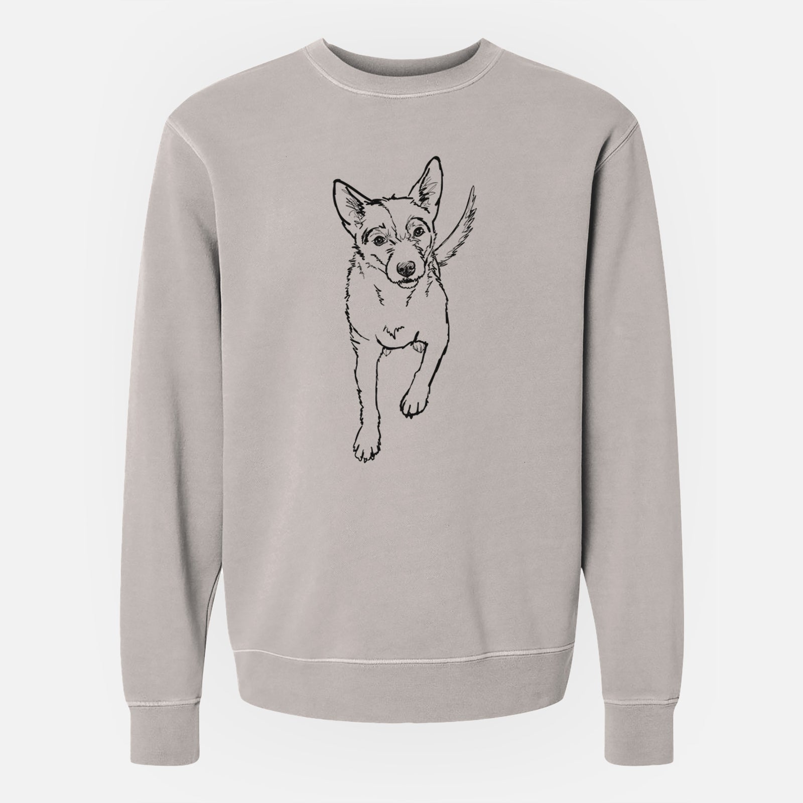 Doodled Maevis the Terrier Mix - Unisex Pigment Dyed Crew Sweatshirt