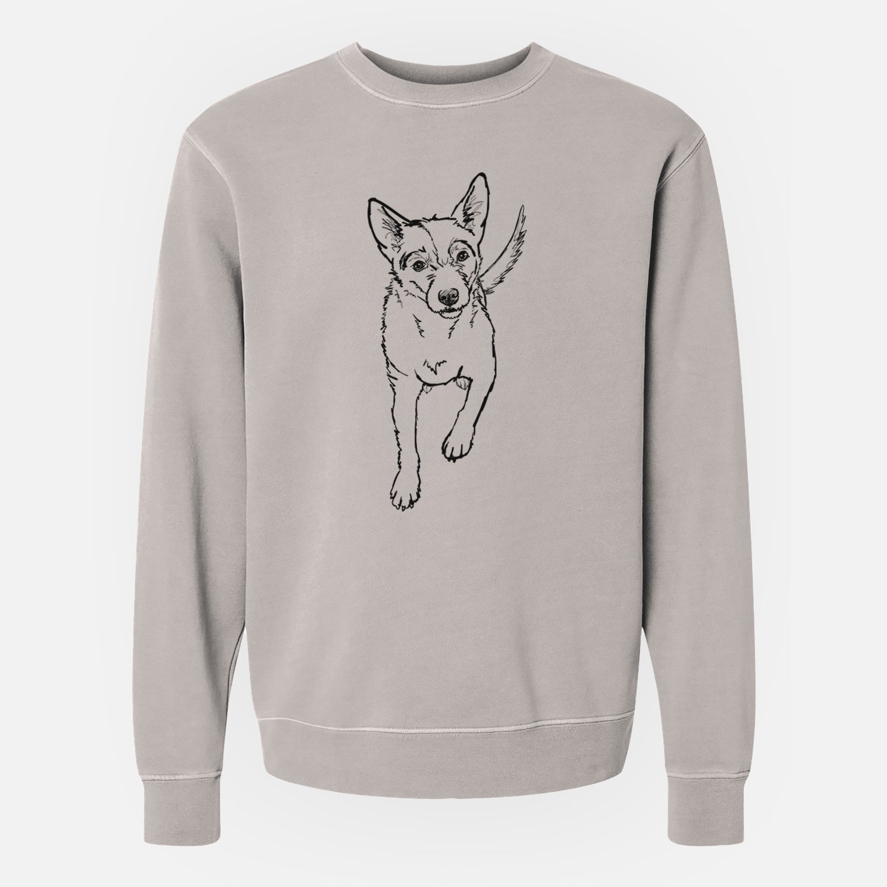 Doodled Maevis the Terrier Mix - Unisex Pigment Dyed Crew Sweatshirt