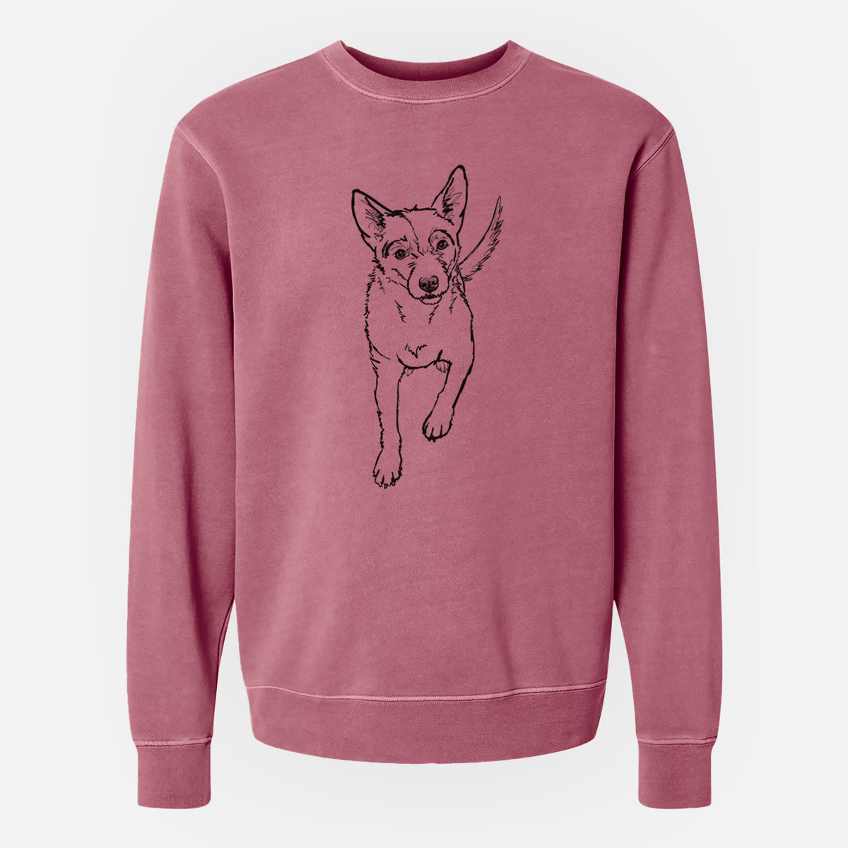 Doodled Maevis the Terrier Mix - Unisex Pigment Dyed Crew Sweatshirt