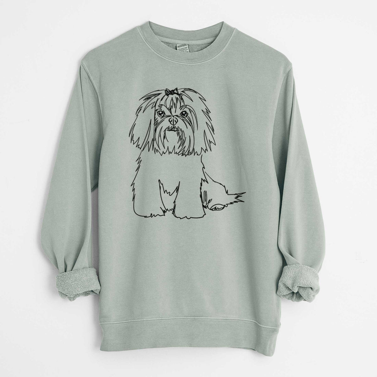 Doodled Maltese the  - Unisex Pigment Dyed Crew Sweatshirt