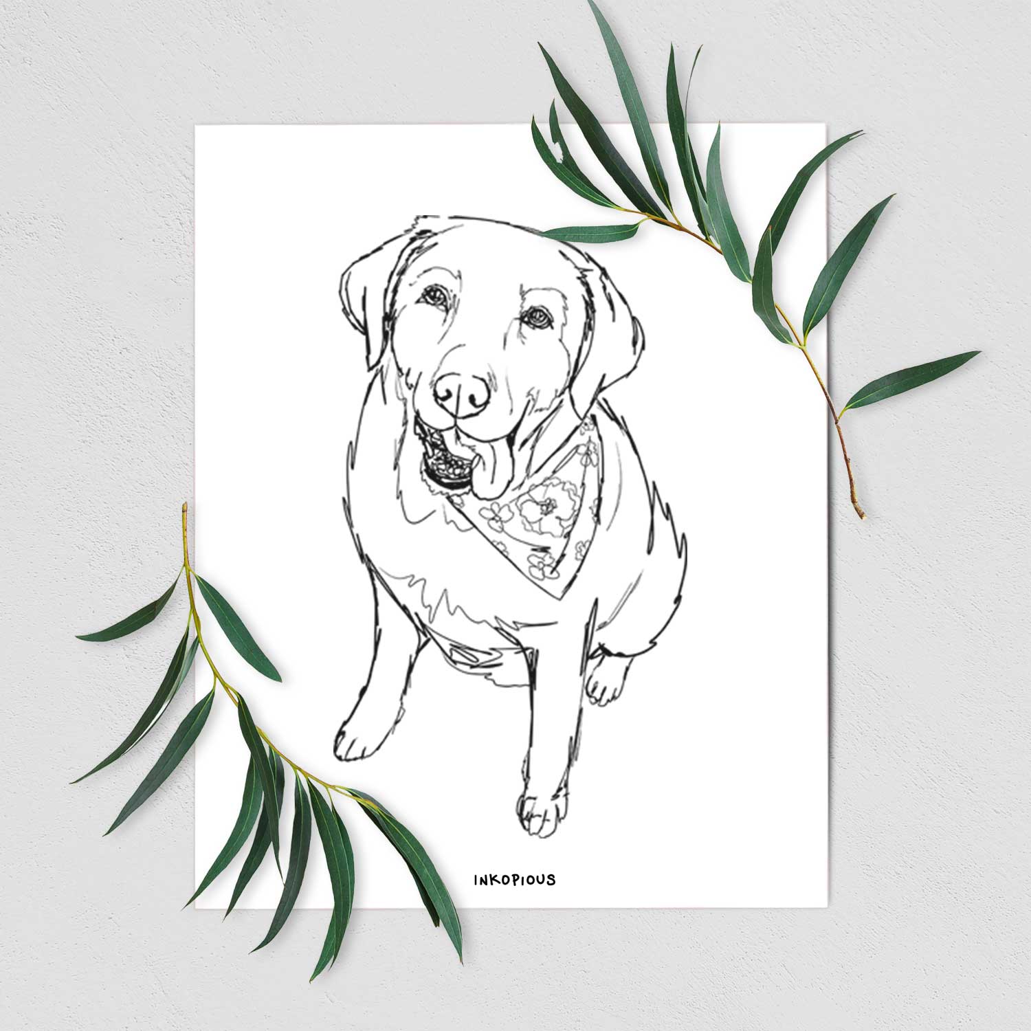 Doodled Maple the Yellow Lab Art Print