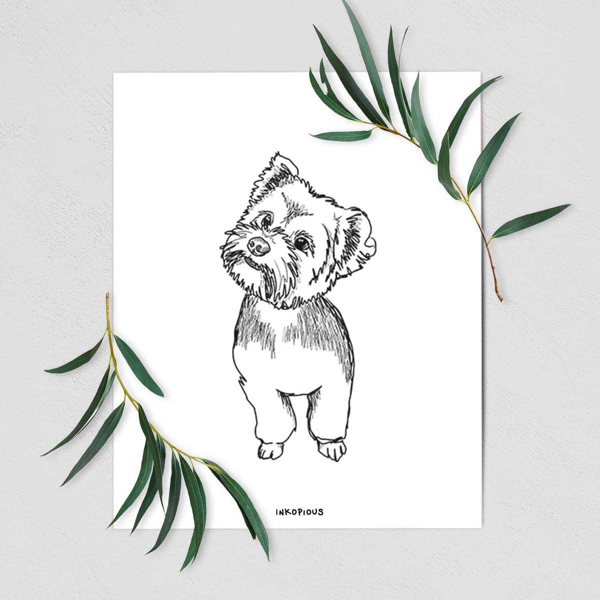 Doodled Margie Mae the Yorkshire Terrier Art Print