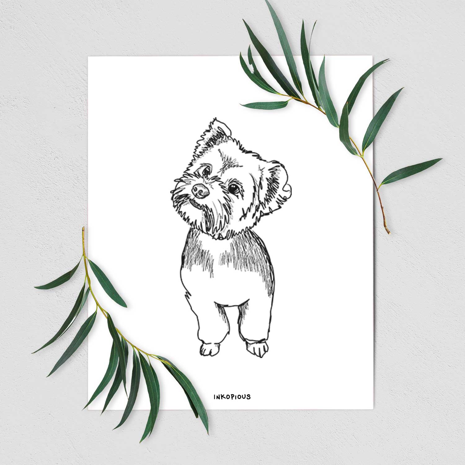 Doodled Margie Mae the Yorkshire Terrier Art Print