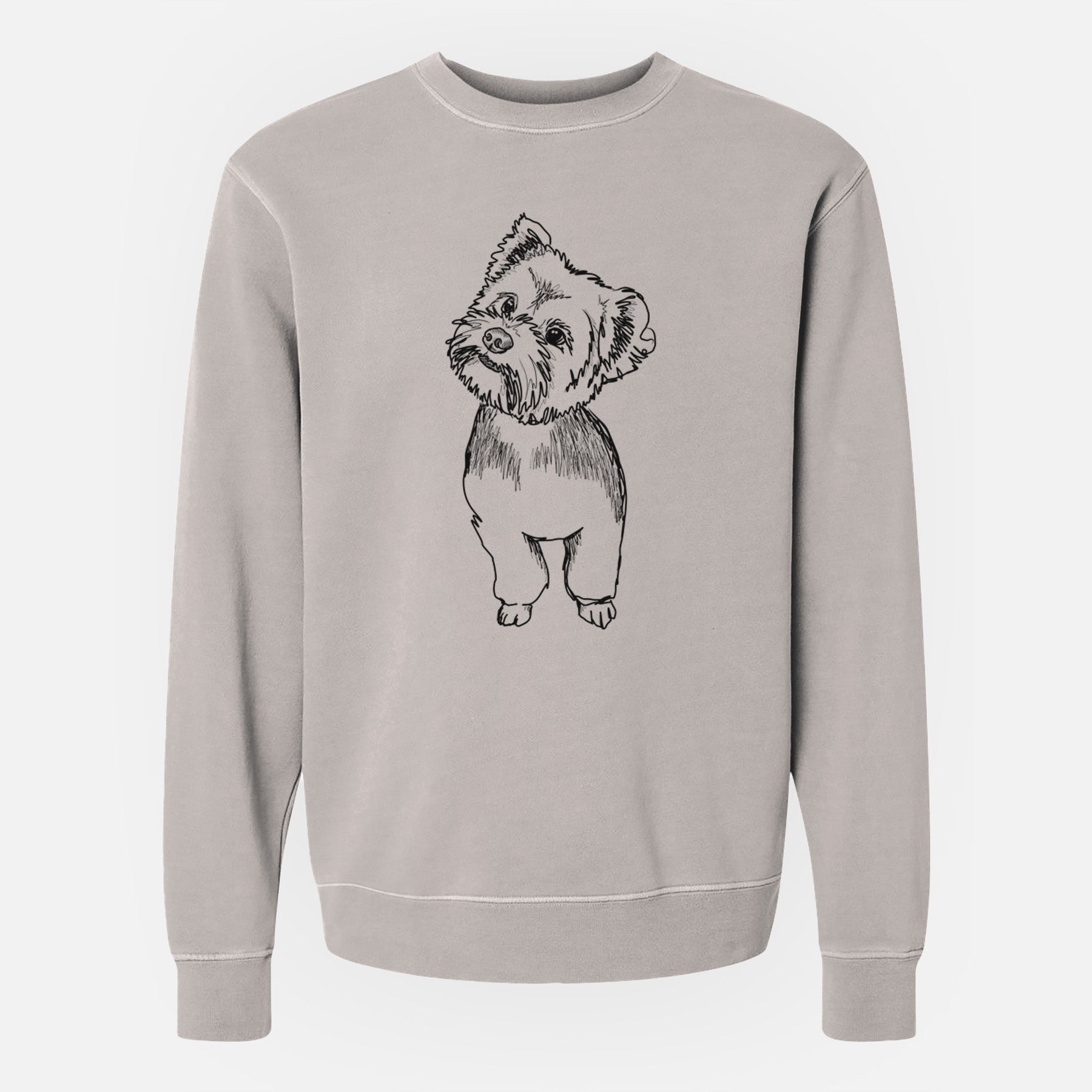 Doodled Margie Mae the Yorkshire Terrier - Unisex Pigment Dyed Crew Sweatshirt