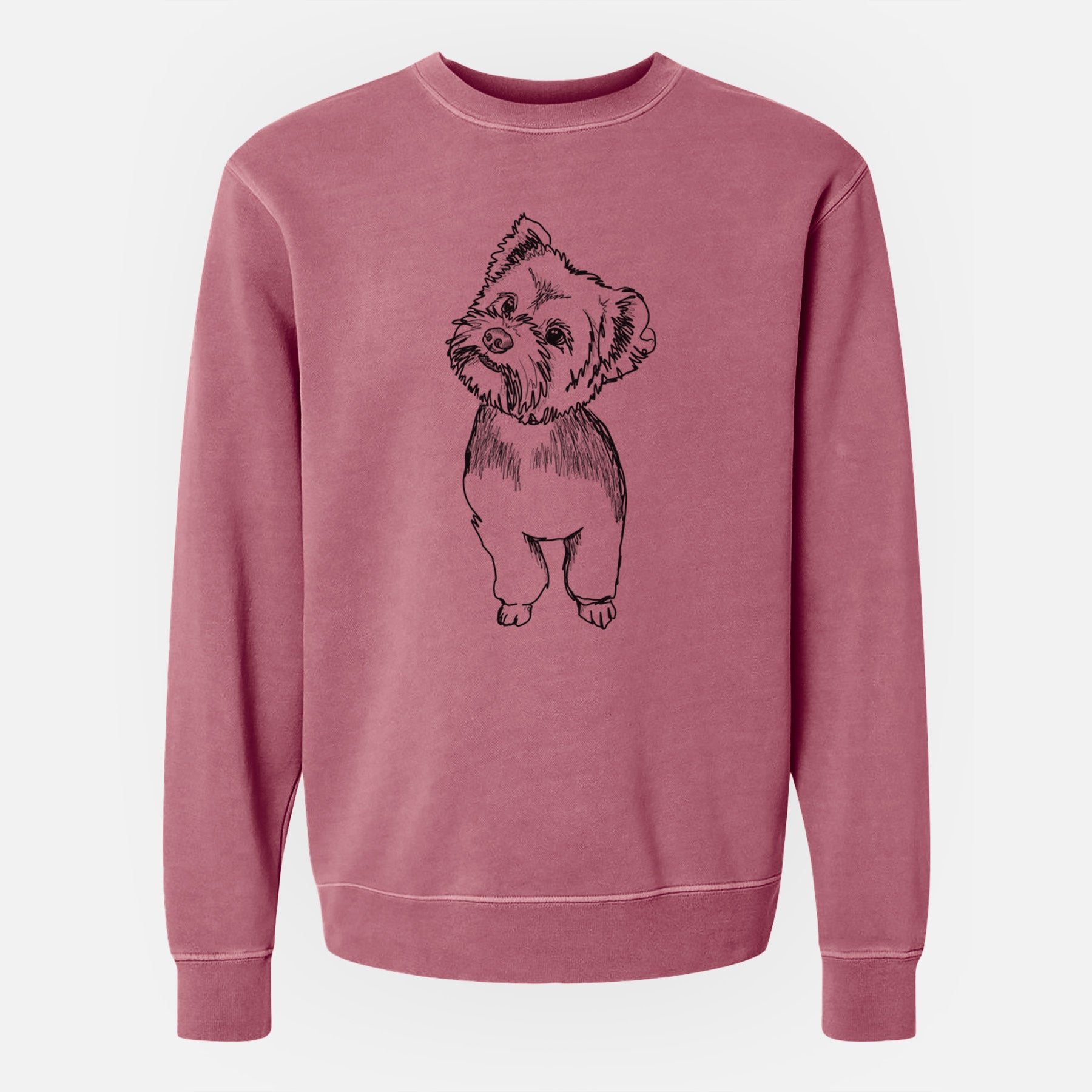 Doodled Margie Mae the Yorkshire Terrier - Unisex Pigment Dyed Crew Sweatshirt