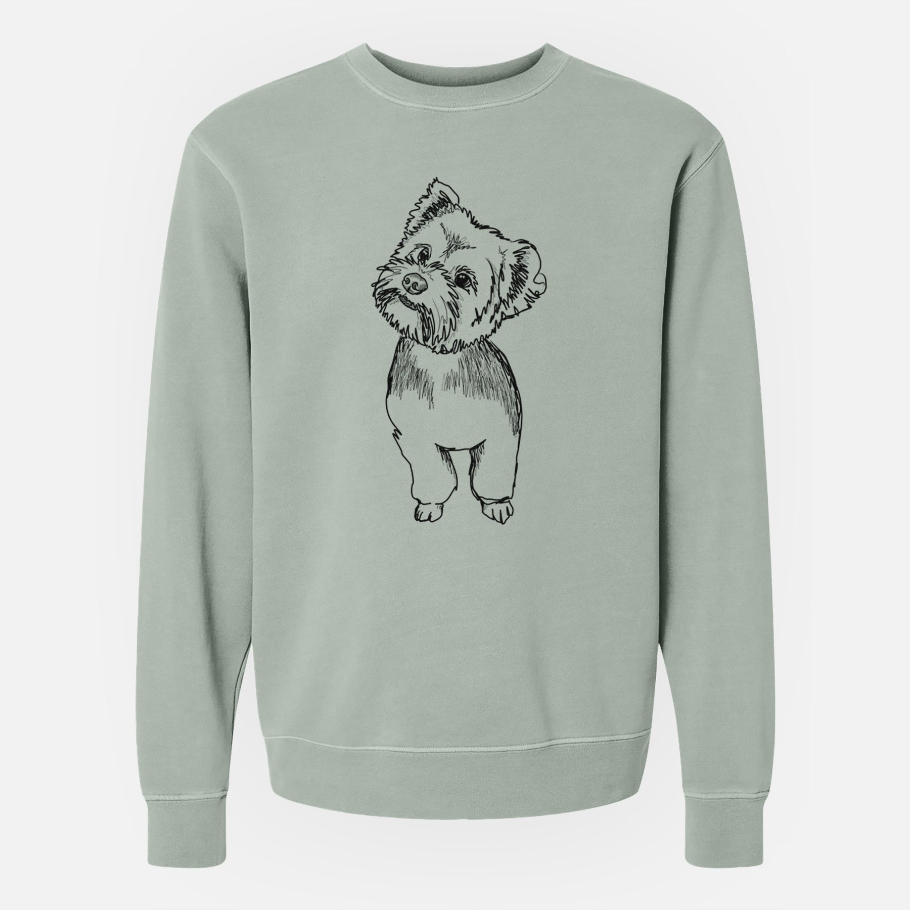 Doodled Margie Mae the Yorkshire Terrier - Unisex Pigment Dyed Crew Sweatshirt