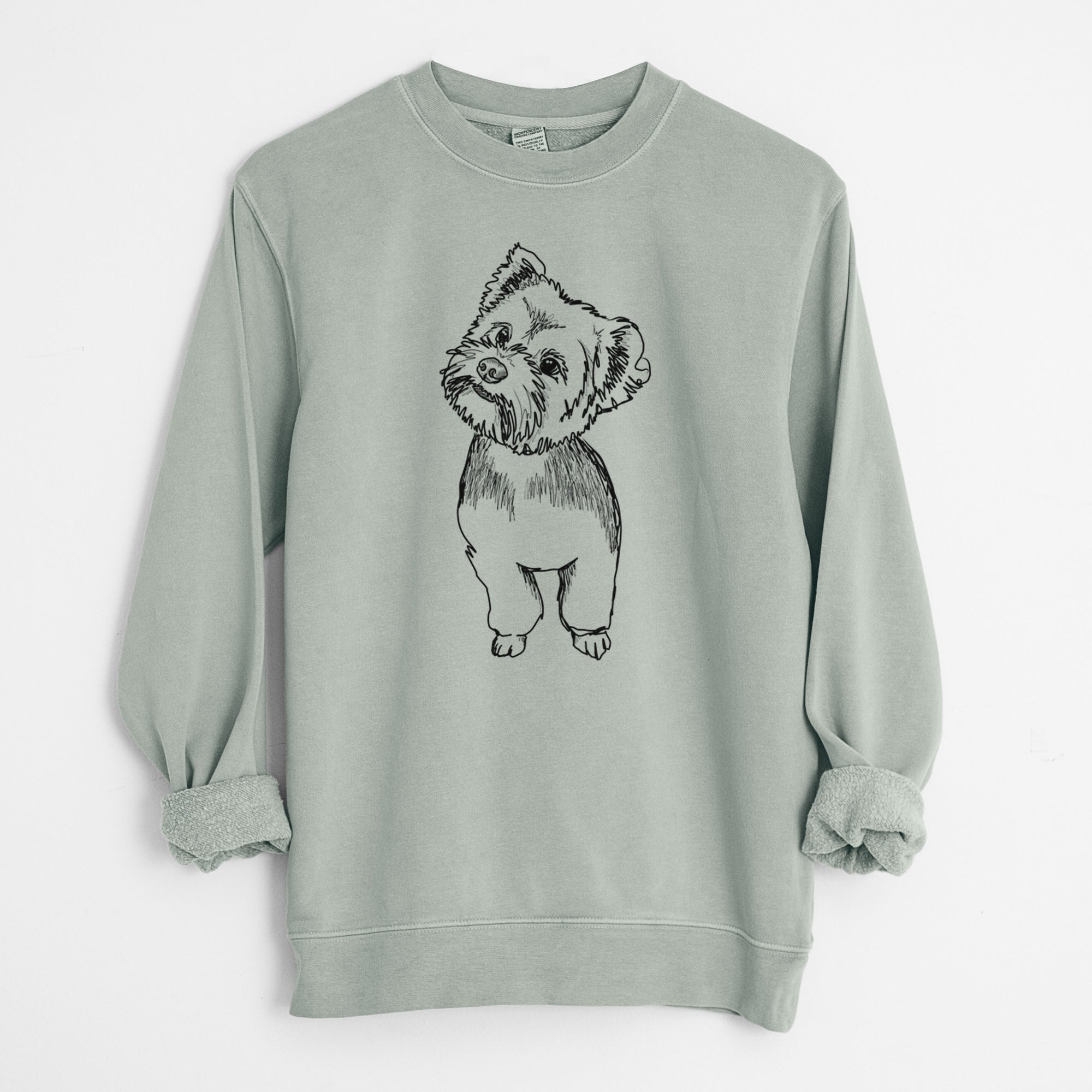 Doodled Margie Mae the Yorkshire Terrier - Unisex Pigment Dyed Crew Sweatshirt