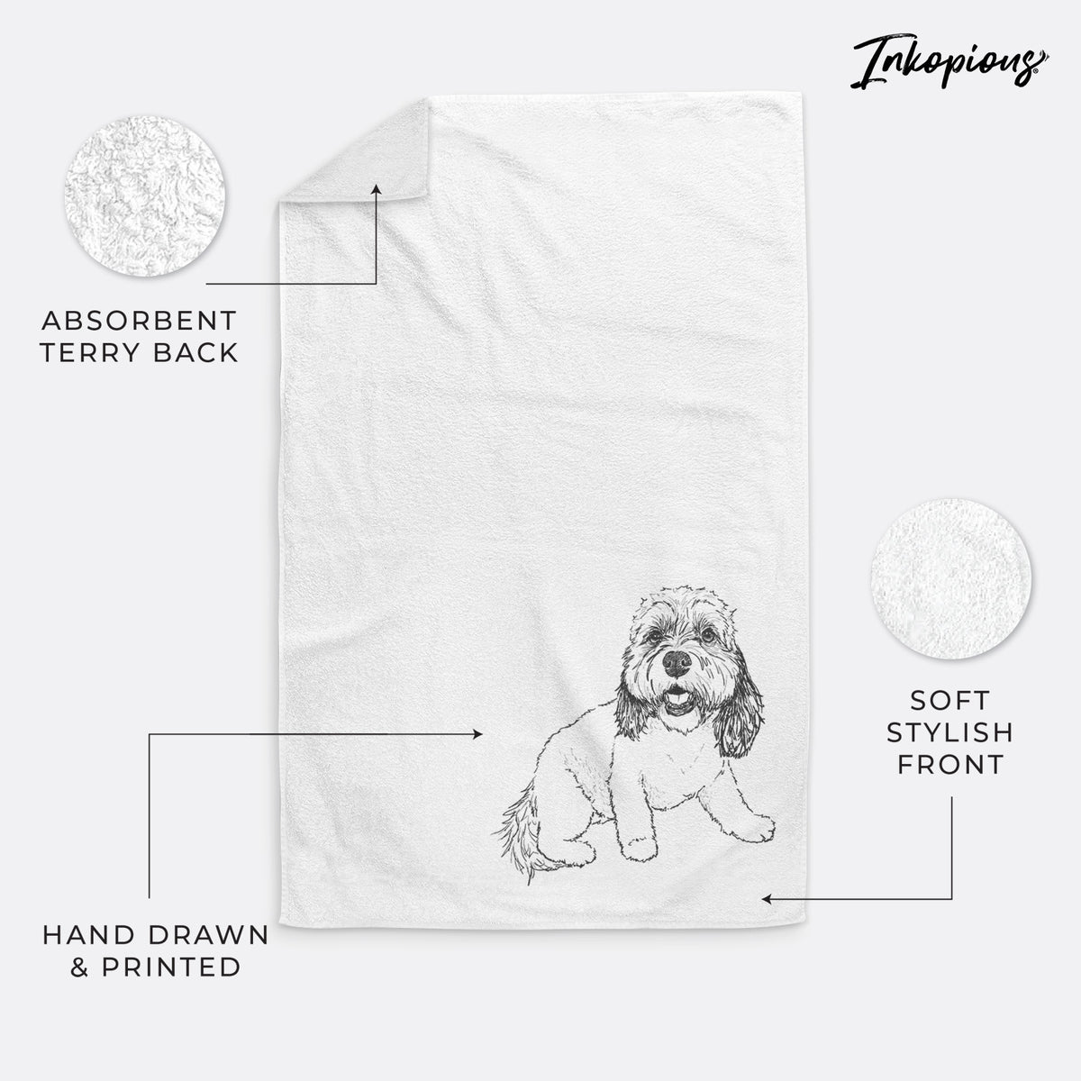 Doodled Max the Cavanese Decorative Hand Towel