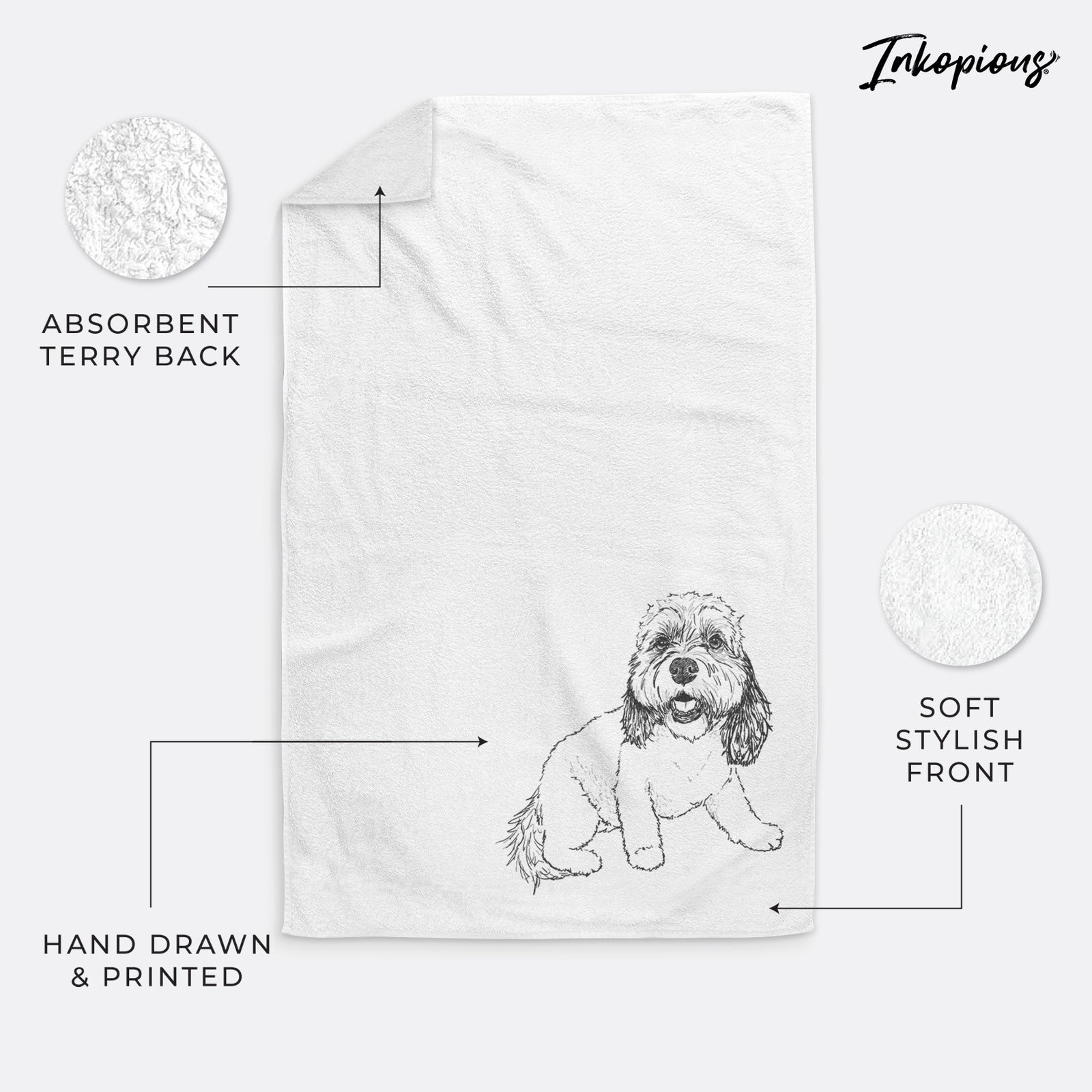 Doodled Max the Cavanese Decorative Hand Towel