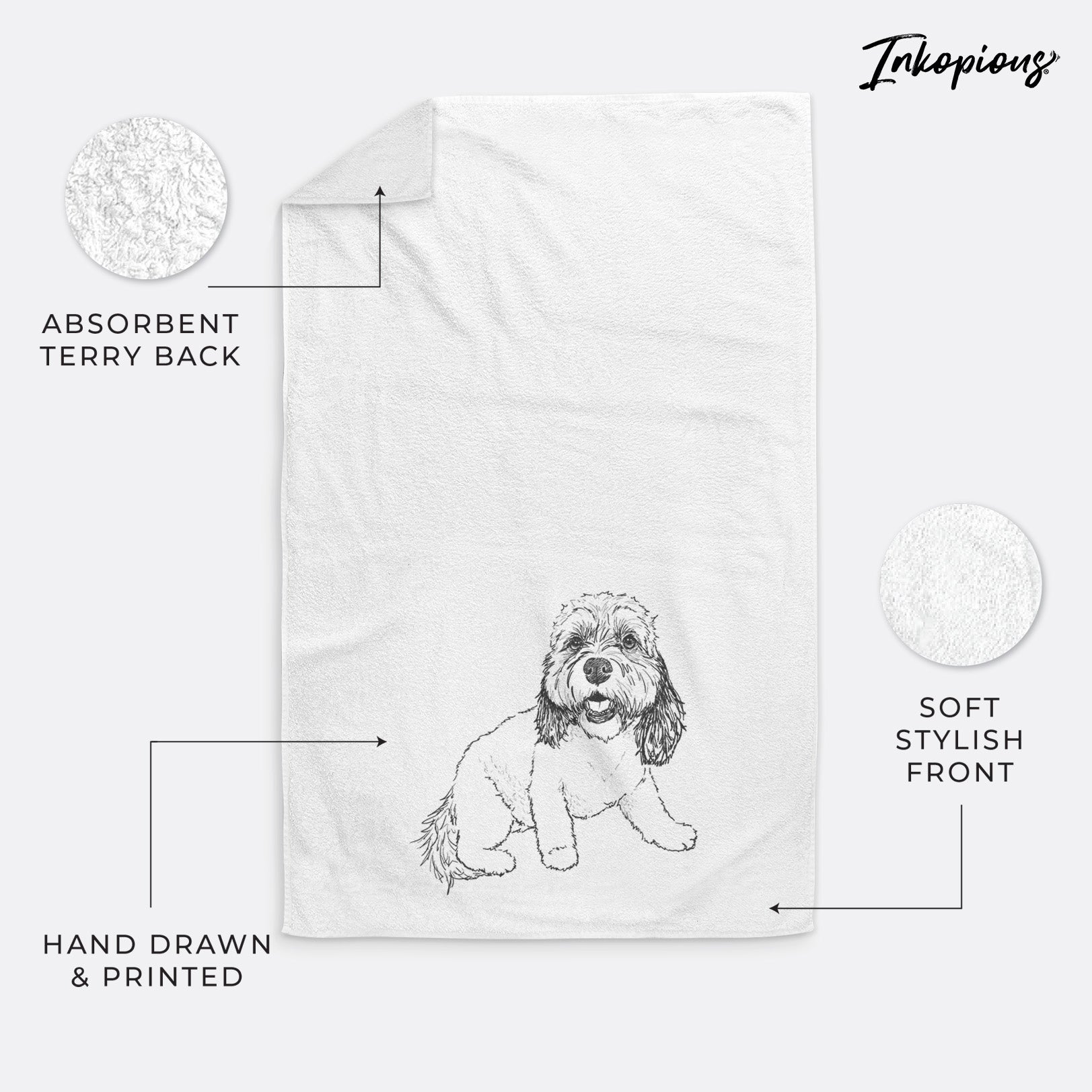 Doodled Max the Cavanese Decorative Hand Towel