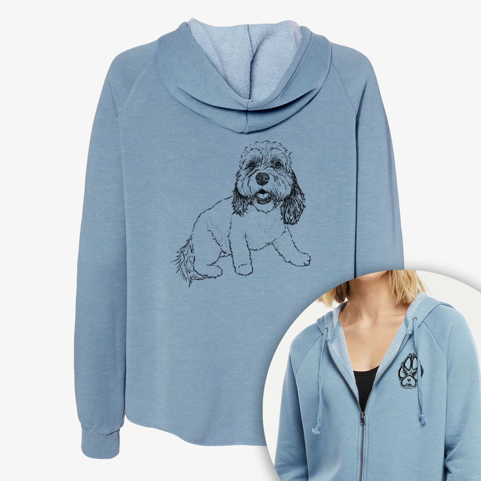 Doodled Max the Cavanese - Women's Cali Wave Zip-Up Sweatshirt