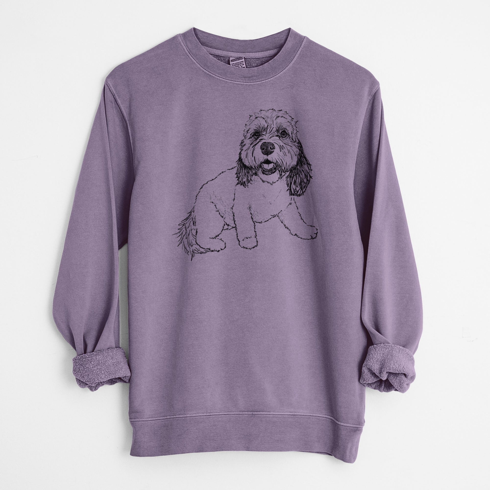 Doodled Max the Cavanese - Unisex Pigment Dyed Crew Sweatshirt