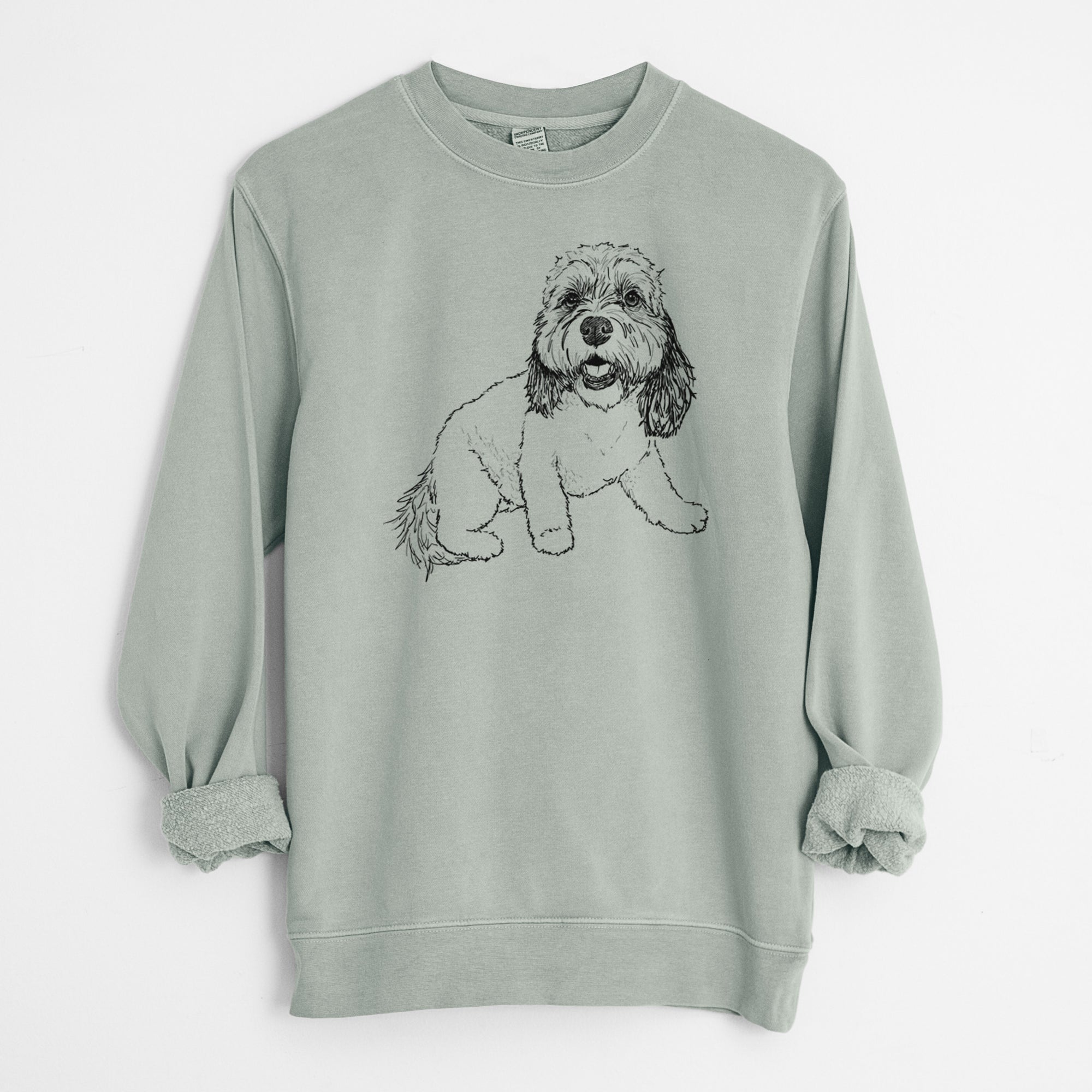 Doodled Max the Cavanese - Unisex Pigment Dyed Crew Sweatshirt