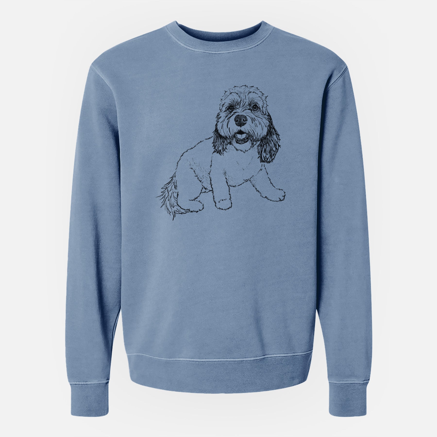 Doodled Max the Cavanese - Unisex Pigment Dyed Crew Sweatshirt