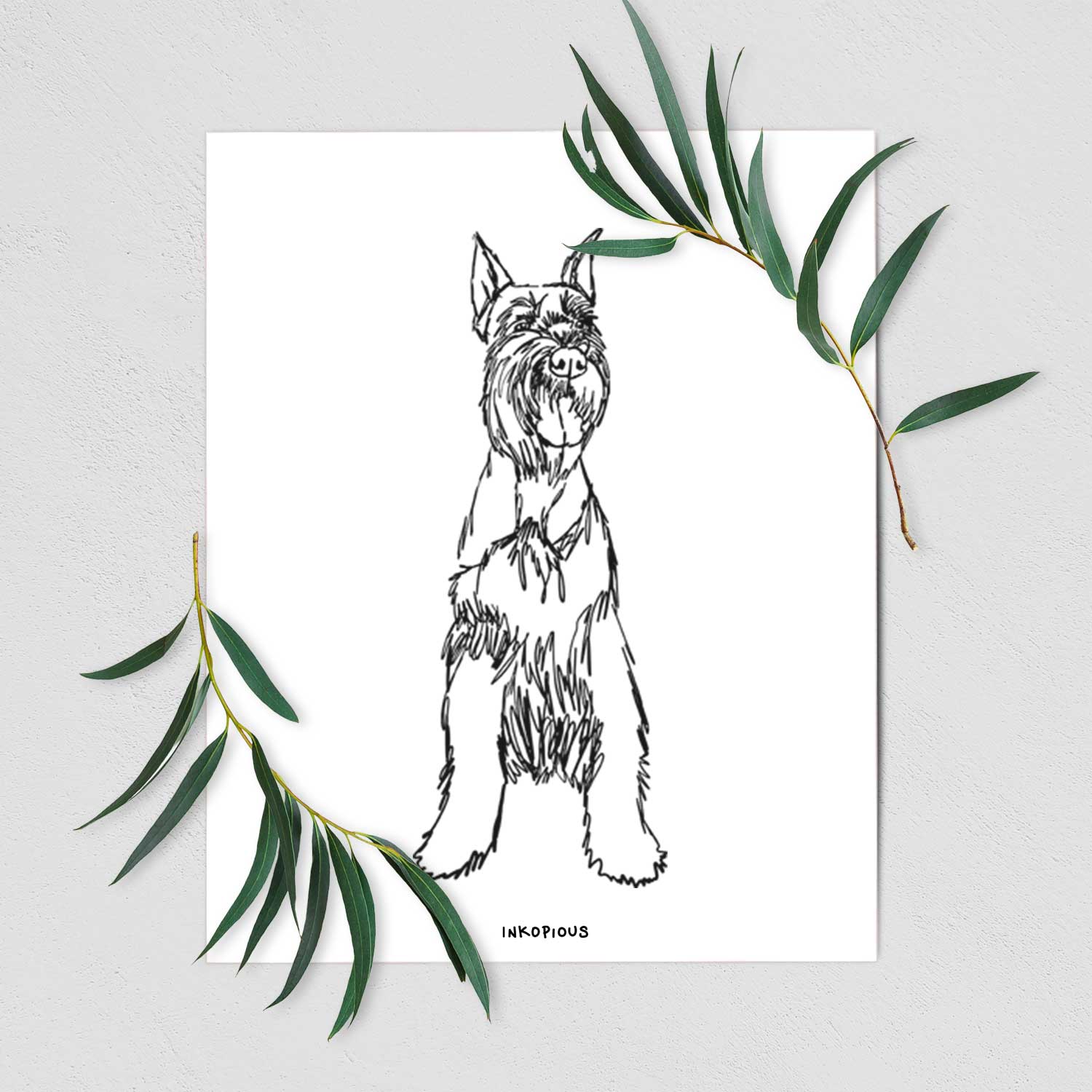 Doodled Mayze the Giant Schnauzer Art Print