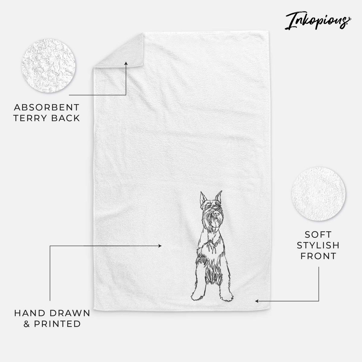 Doodled Mayze the Giant Schnauzer Decorative Hand Towel