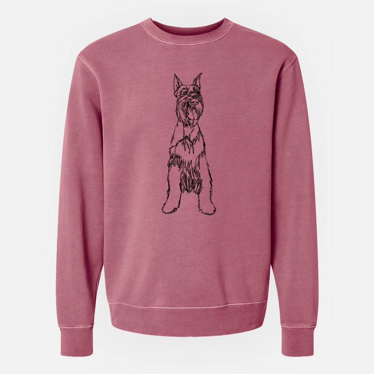 Doodled Mayze the Giant Schnauzer - Unisex Pigment Dyed Crew Sweatshirt