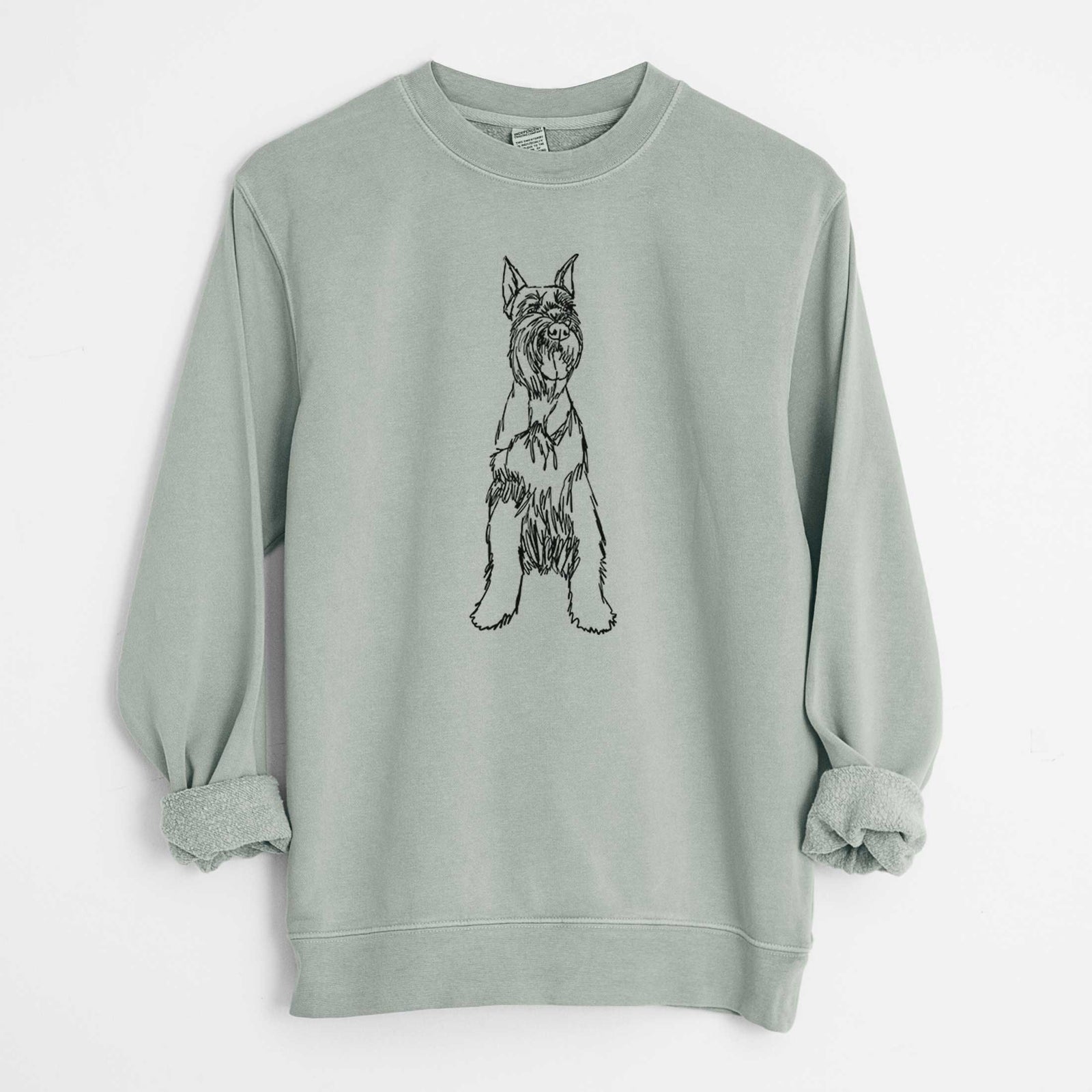 Doodled Mayze the Giant Schnauzer - Unisex Pigment Dyed Crew Sweatshirt