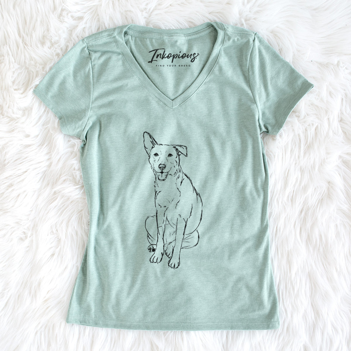 Doodled Mendel the Mixed Breed - Women&#39;s Perfect V-neck Shirt