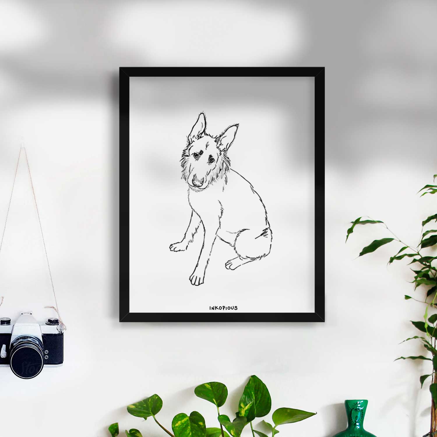 Doodled Mer the Irish Wolfhound German Shepherd Mix Art Print