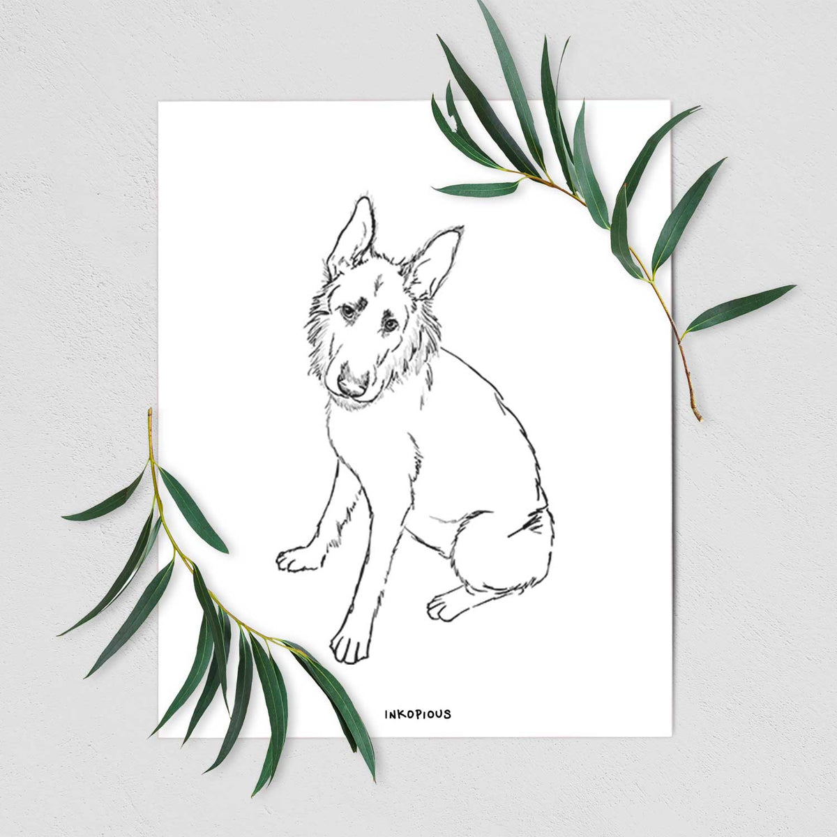 Doodled Mer the Irish Wolfhound German Shepherd Mix Art Print