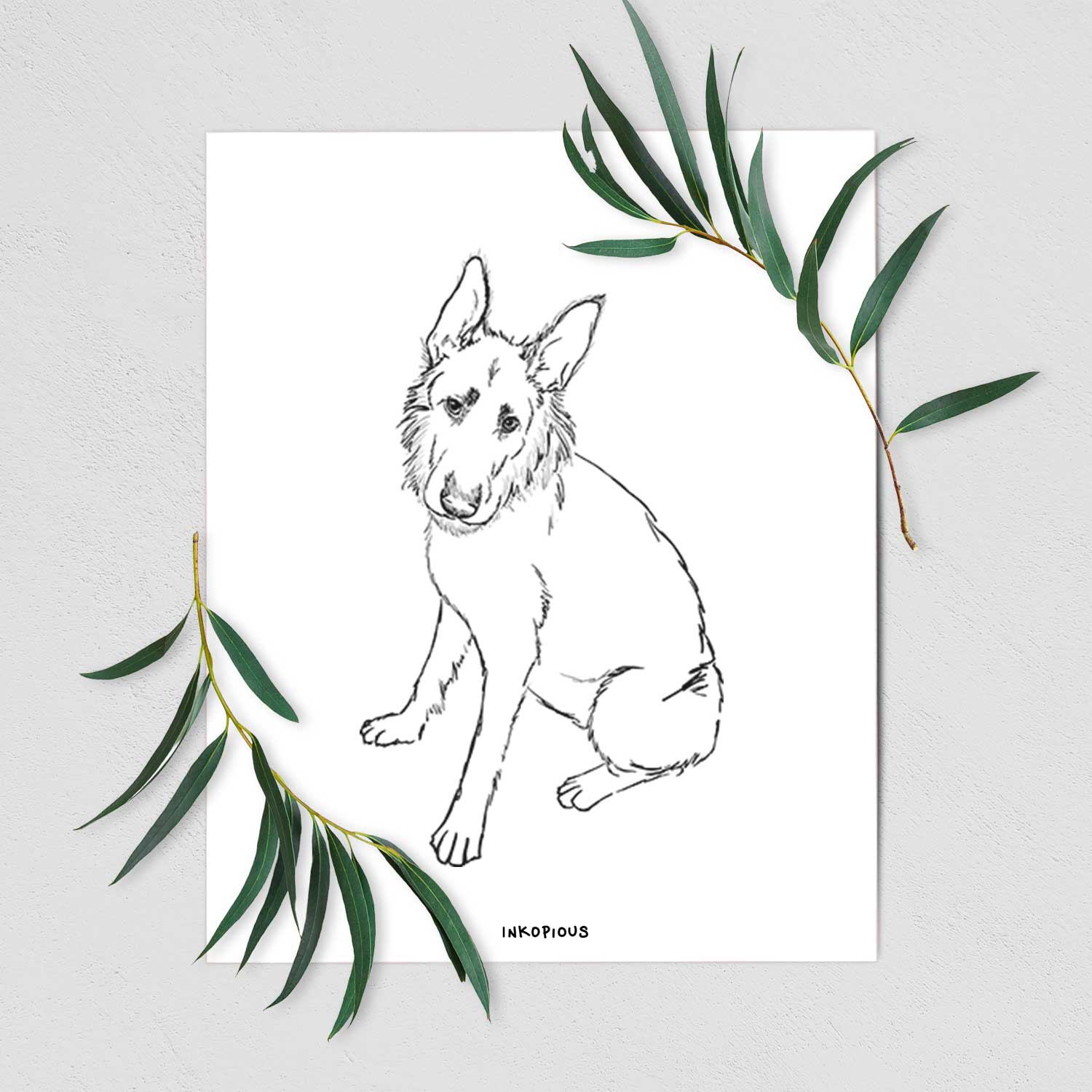 Doodled Mer the Irish Wolfhound German Shepherd Mix Art Print
